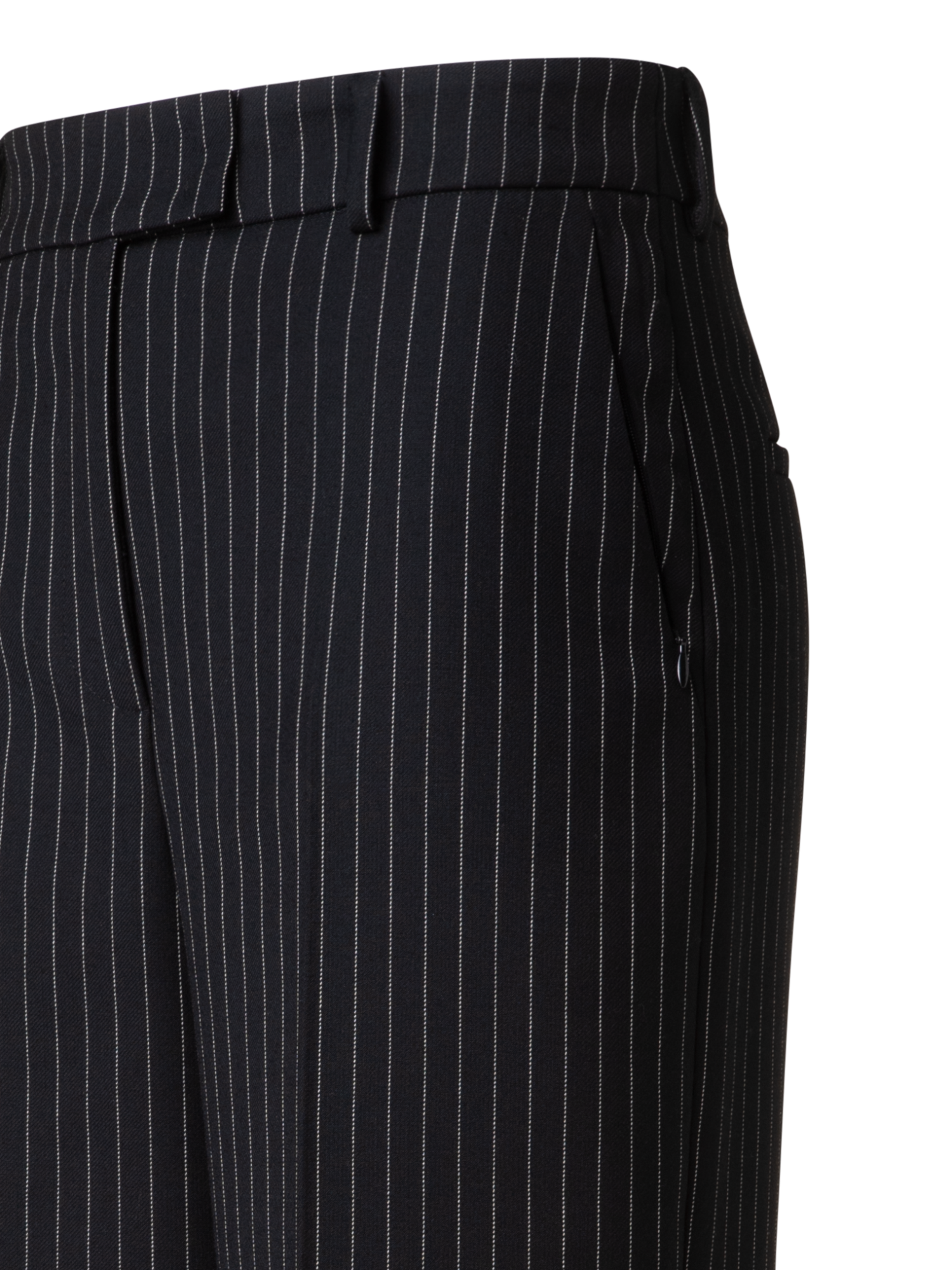 Designer Wide Wool Double-Face Pants with Pinstripes - grey