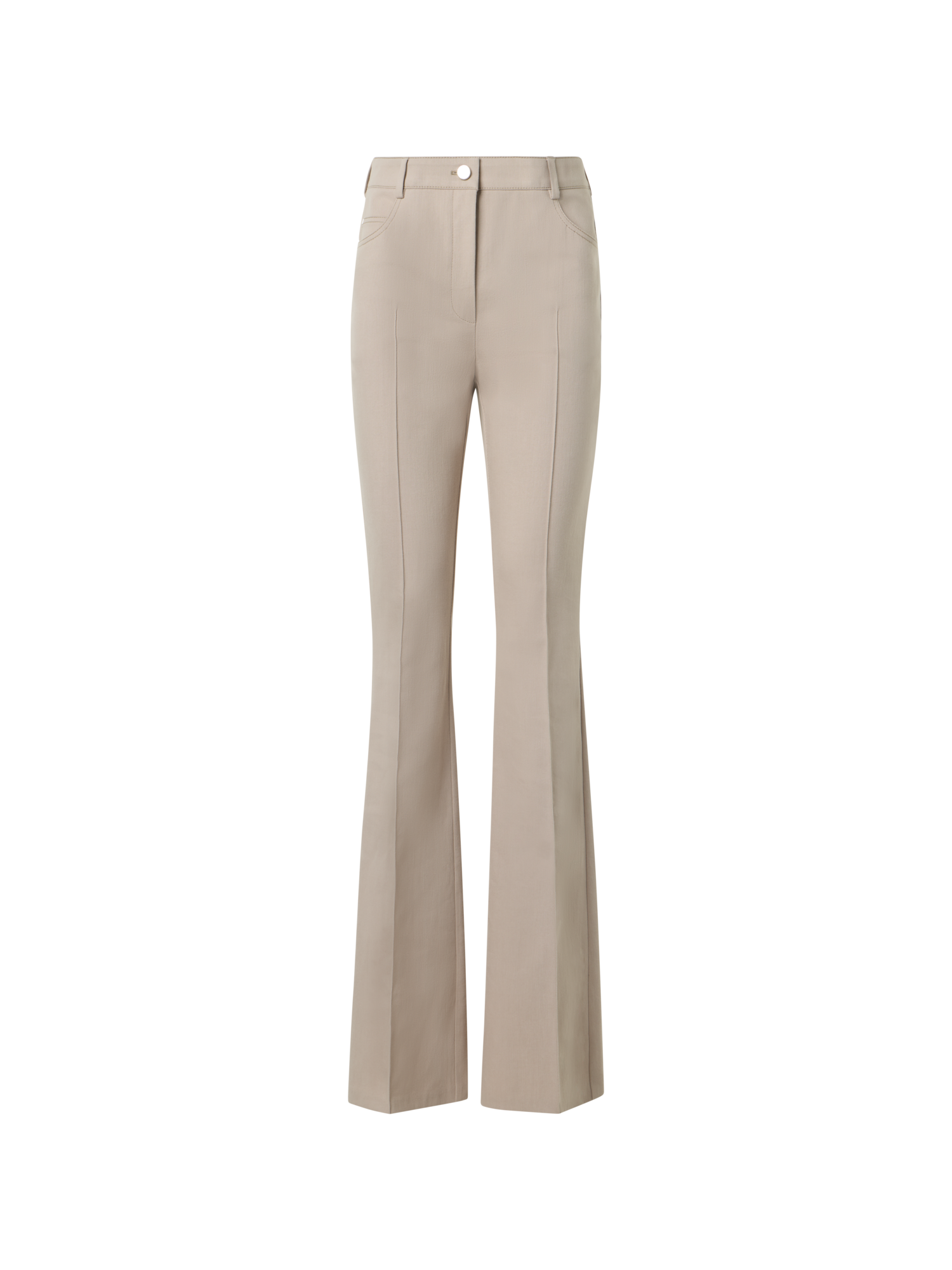 Designer Bootcut Cotton Denim Stretch Pants - beige