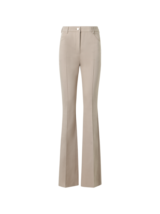 Designer Bootcut Cotton Denim Stretch Pants - beige