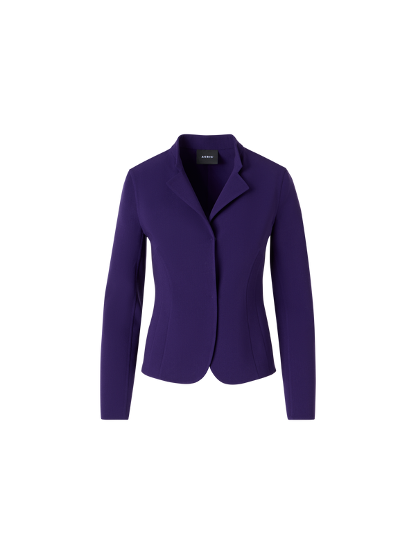 Designer Hamer Short Jacket in Bi-Stretch Wool Double-Face - purple