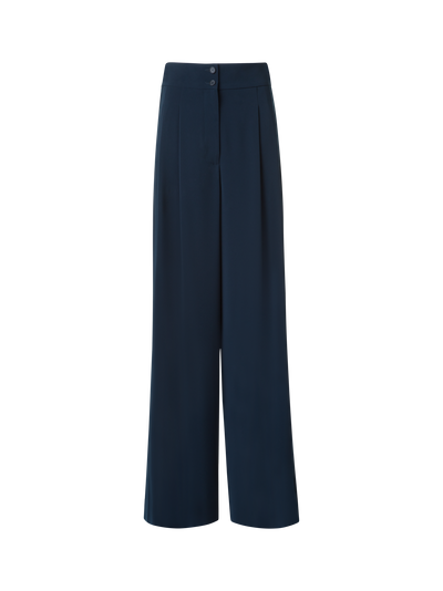 Designer Wide Straight Signature Laser Cut Pants - neutral - navy - blue