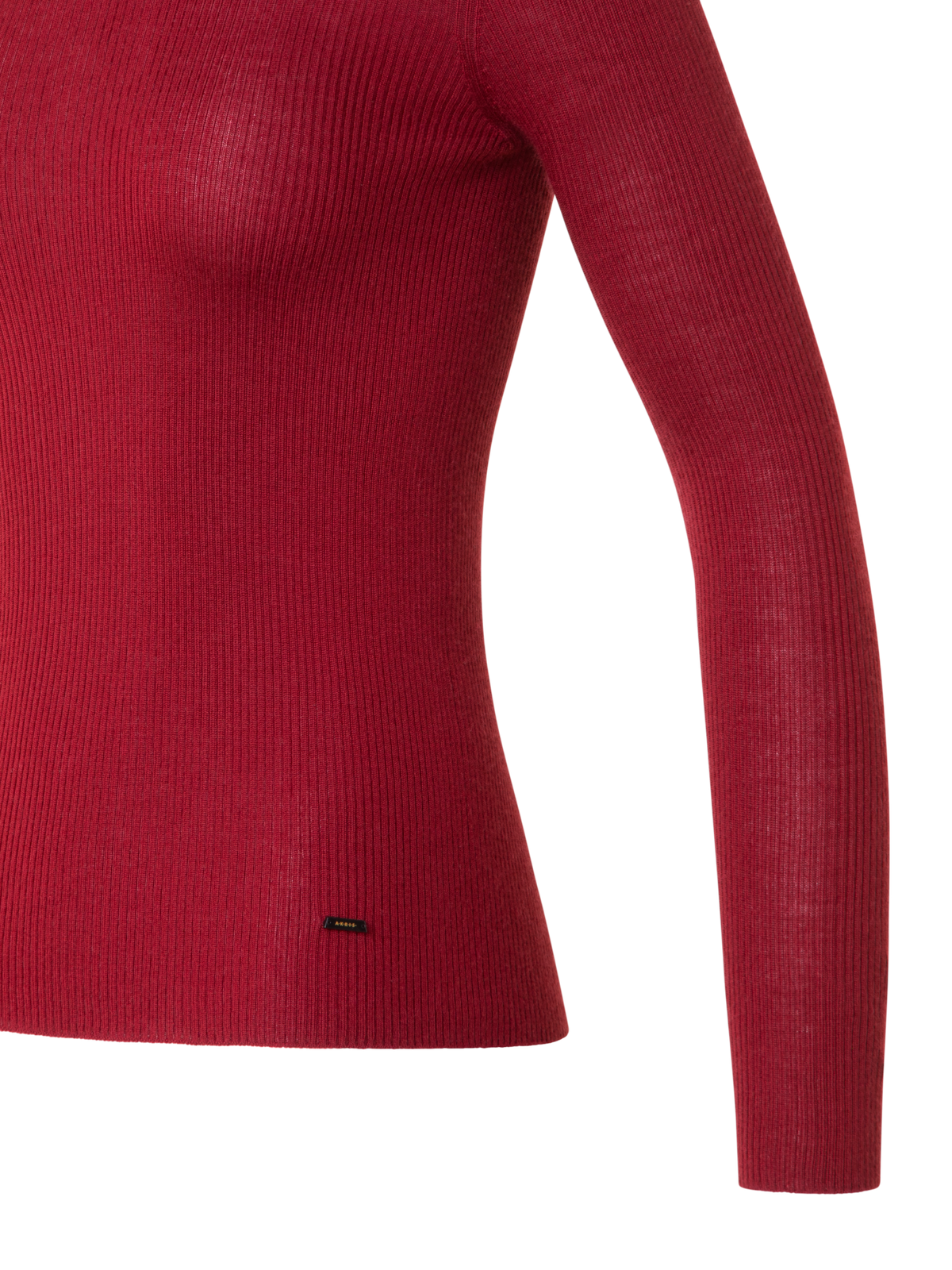 Designer Fine Rib Cashmere Silk Mock Neck Sweater - red