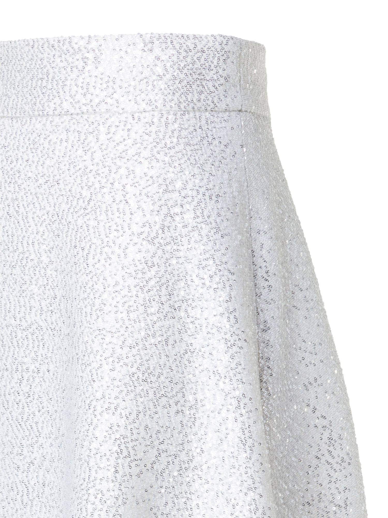 Designer Wool Blend Sequins Flared Midi Skirt - ecru - white