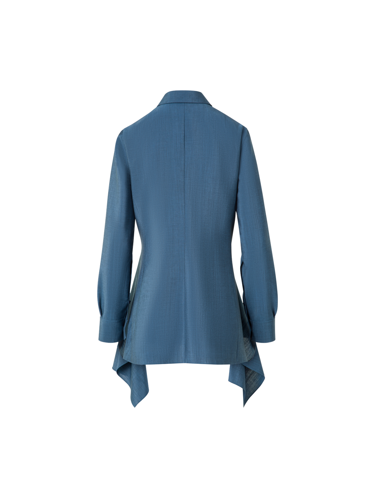 Designer Asymmetrical Blouse in Cool Wool - blue