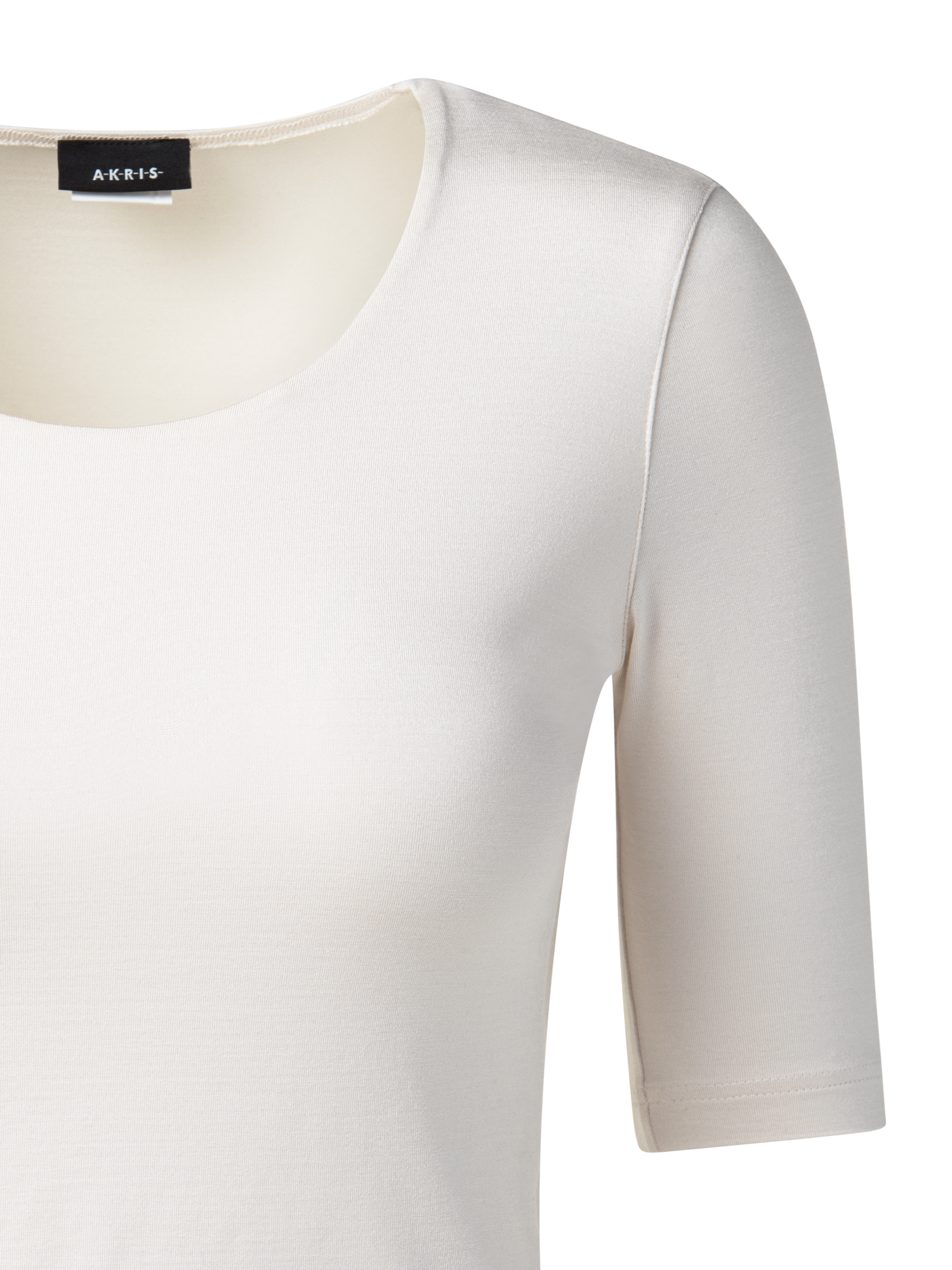 Designer 3/4 Length Sleeve Shirt from Silk Jersey - ecru - white
