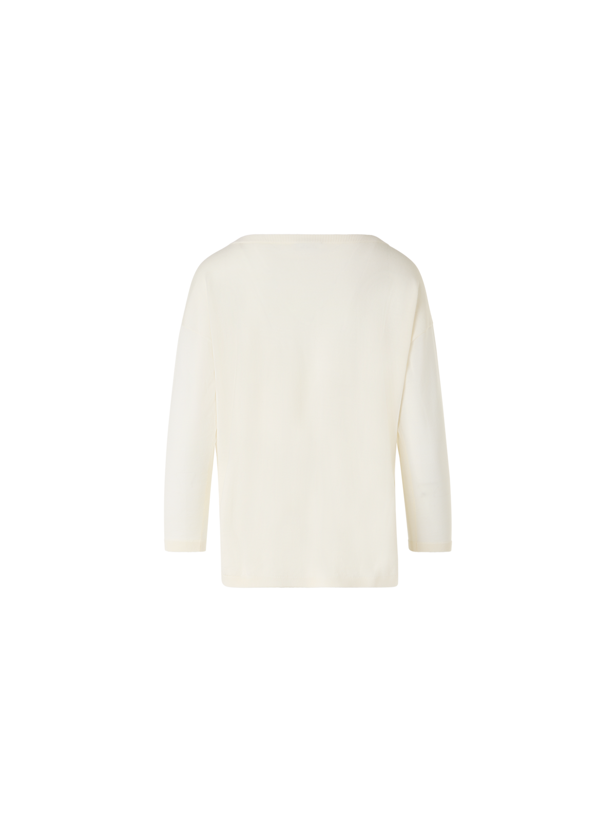 Designer Bracelet-Sleeve Merino Wool Knit Pullover - ecru