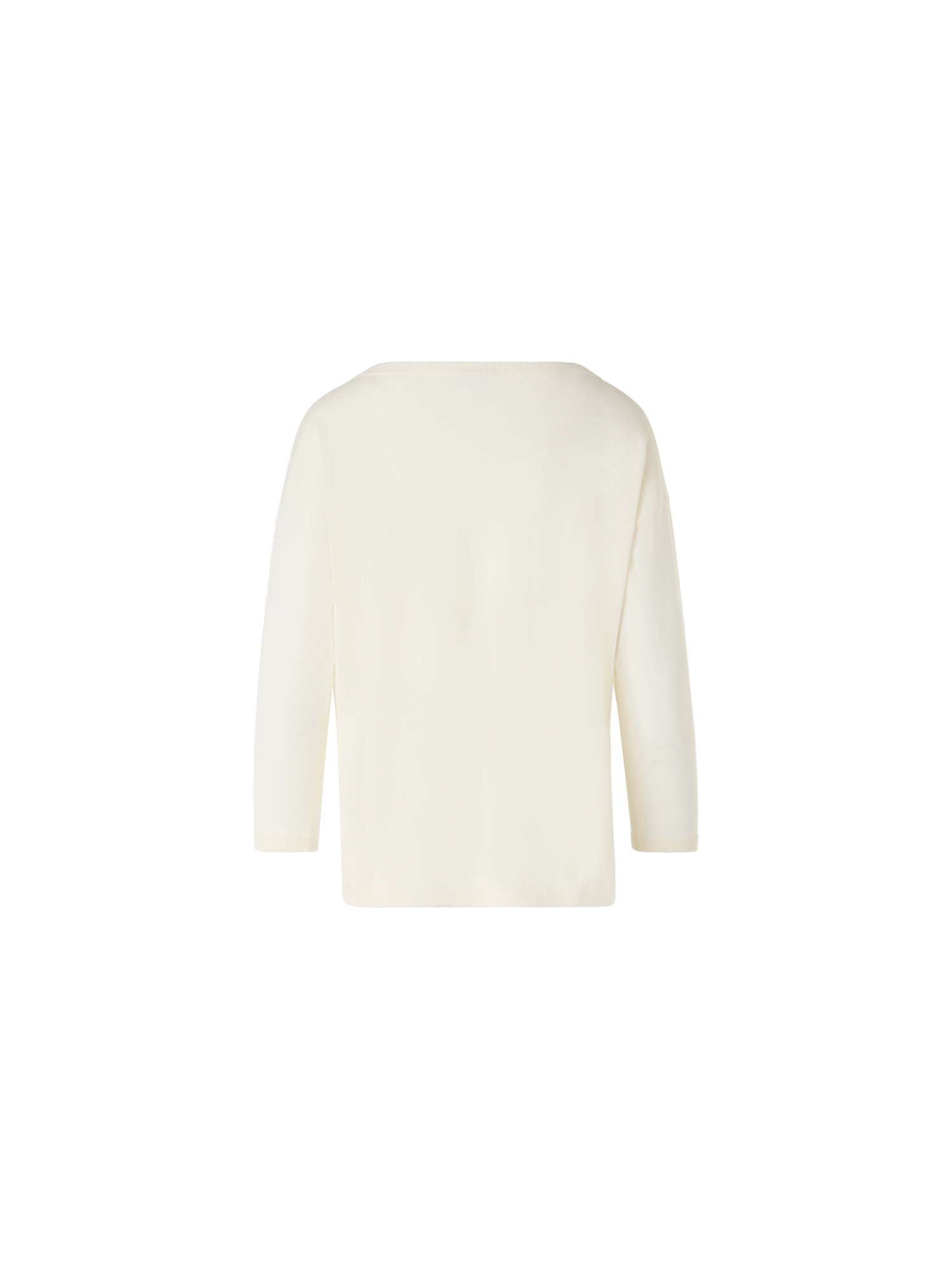 Designer Bracelet-Sleeve Merino Wool Knit Pullover - ecru