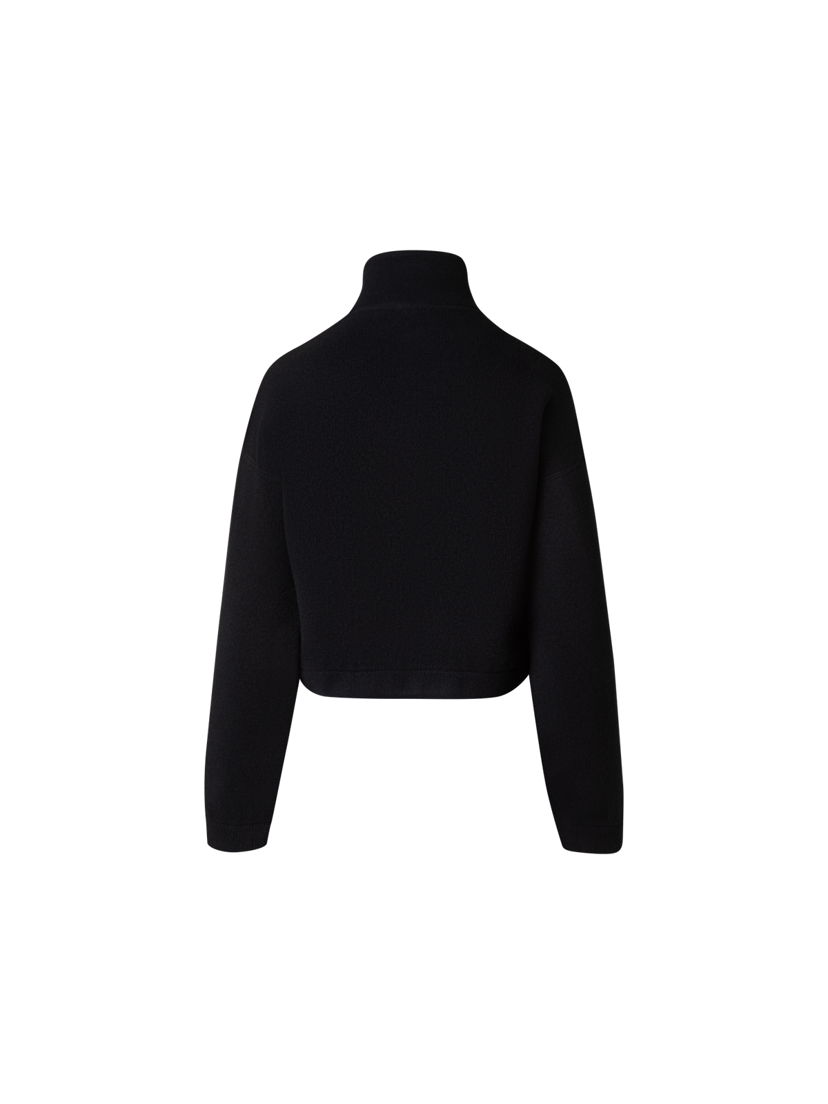 Designer Cropped Cashmere Piqué Cardigan with Zip - black