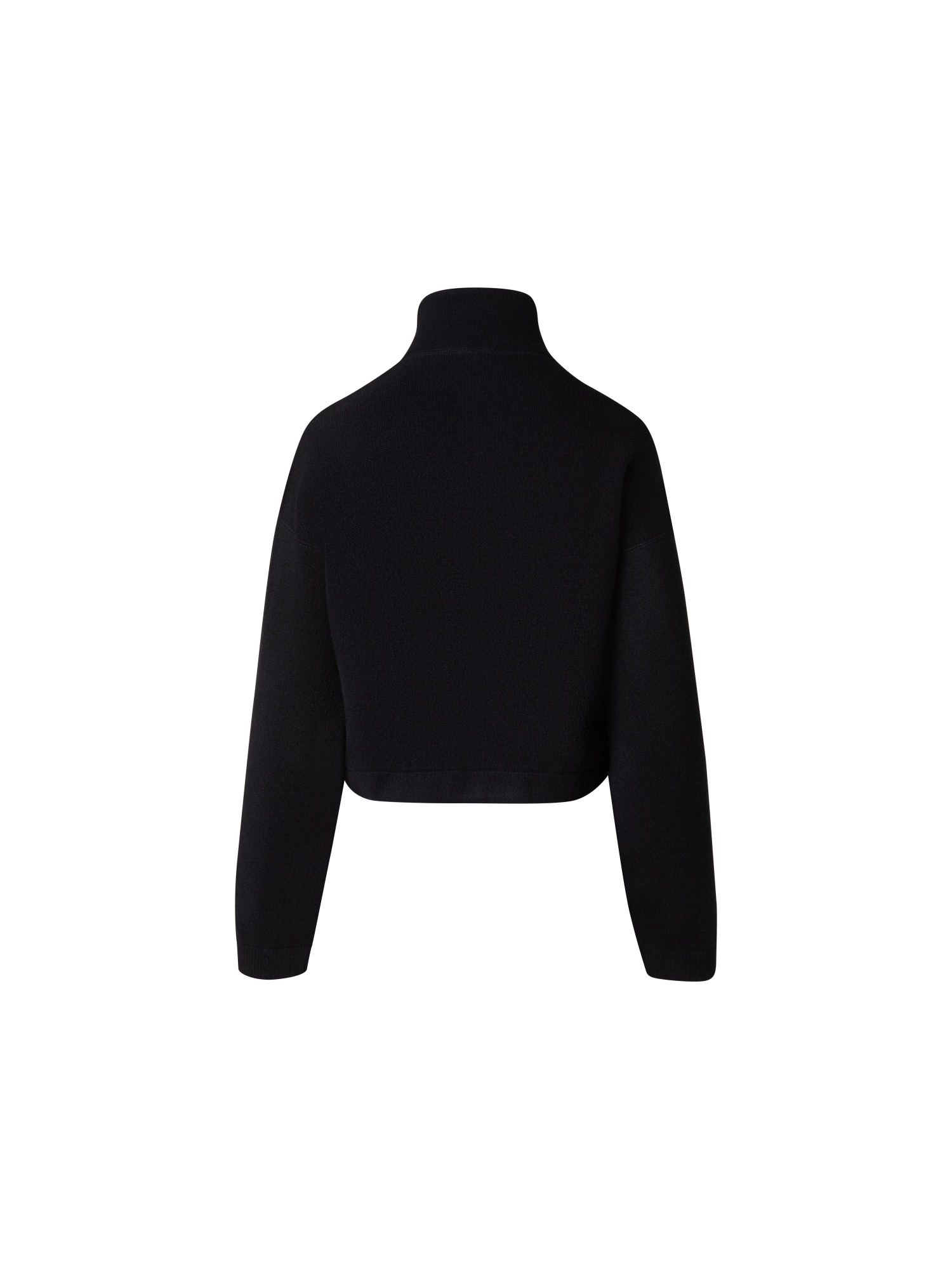 Designer Cropped Cashmere Piqué Cardigan with Zip - black