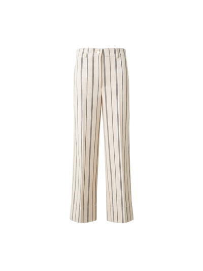 Designer Striped Light Cotton Culotte Pants - neutral - multicolor - ecru - white