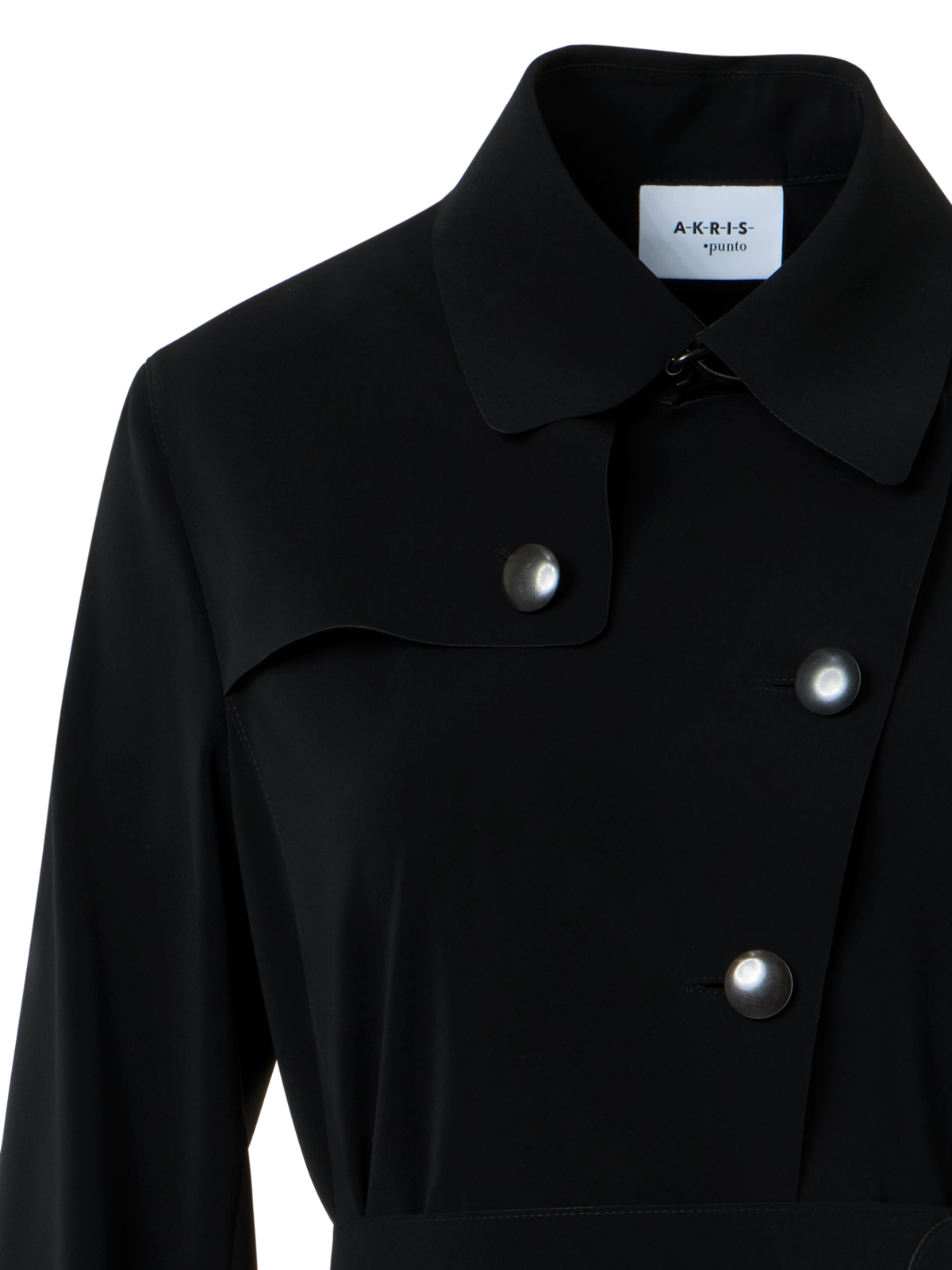 Designer Light Trench Coat in Techno Laser Cut - black