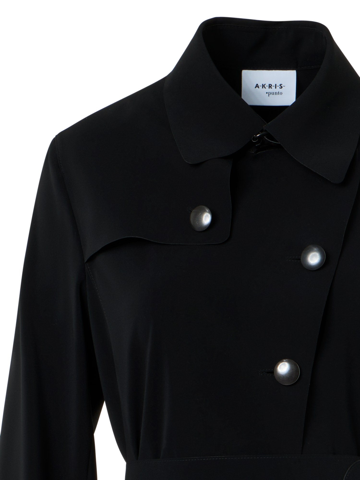 Designer Light Trench Coat in Techno Laser Cut - black