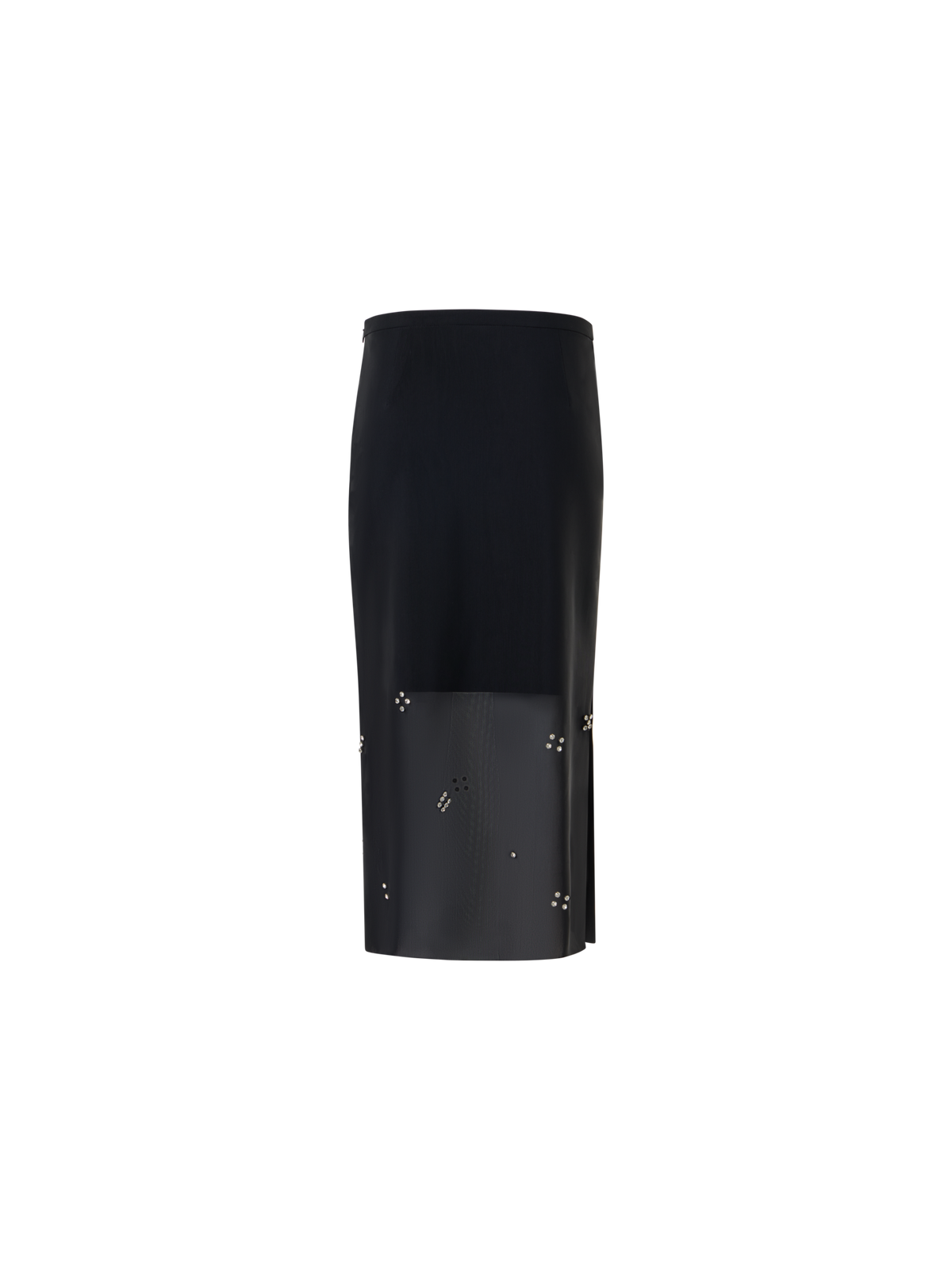 Designer Tulle Pencil Skirt with Diamond Dice Dot Embellishment - black