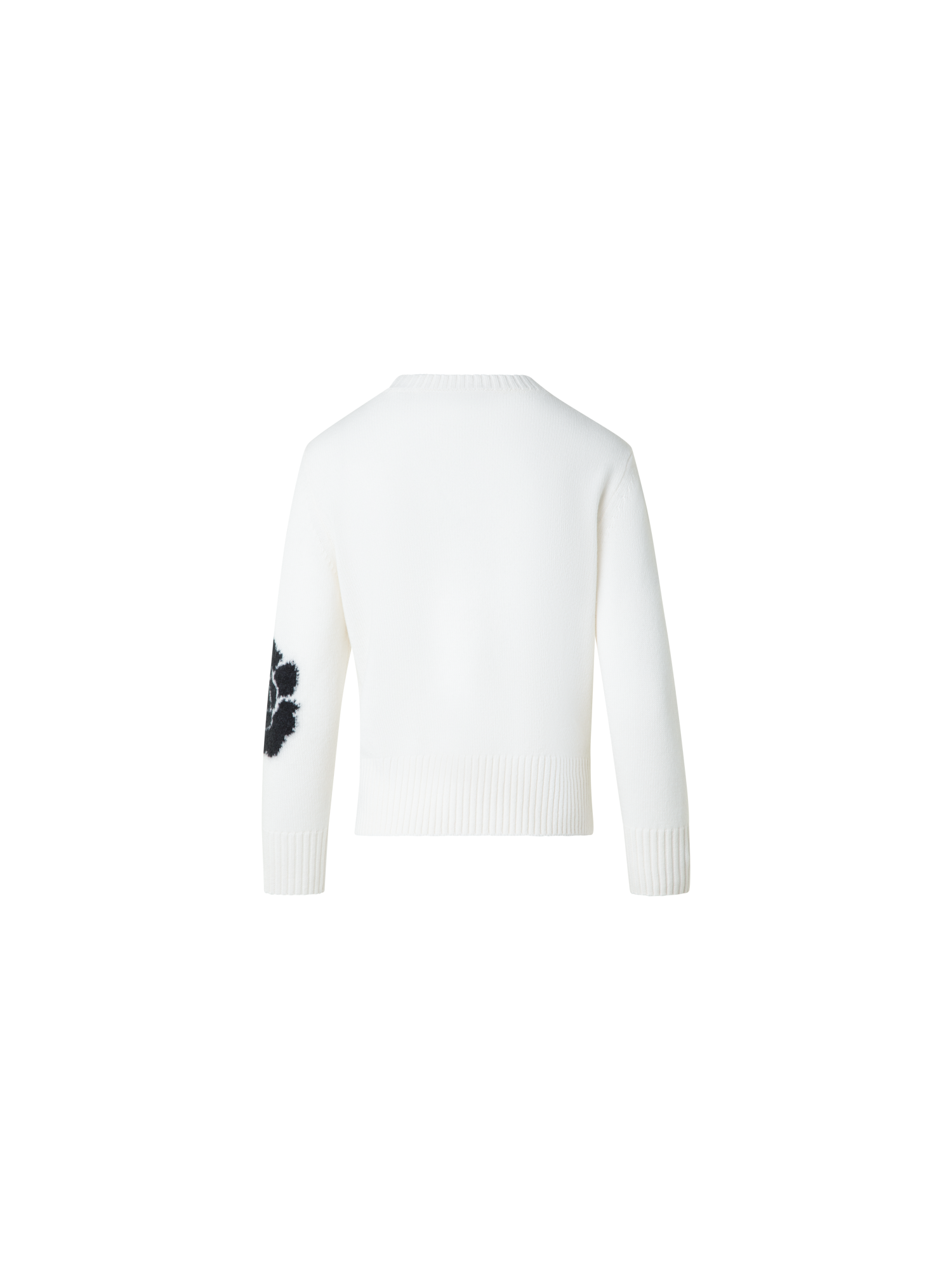 Designer Short Cashmere Sweater with Anemone Intarsia - neutral - multicolor - ecru - white