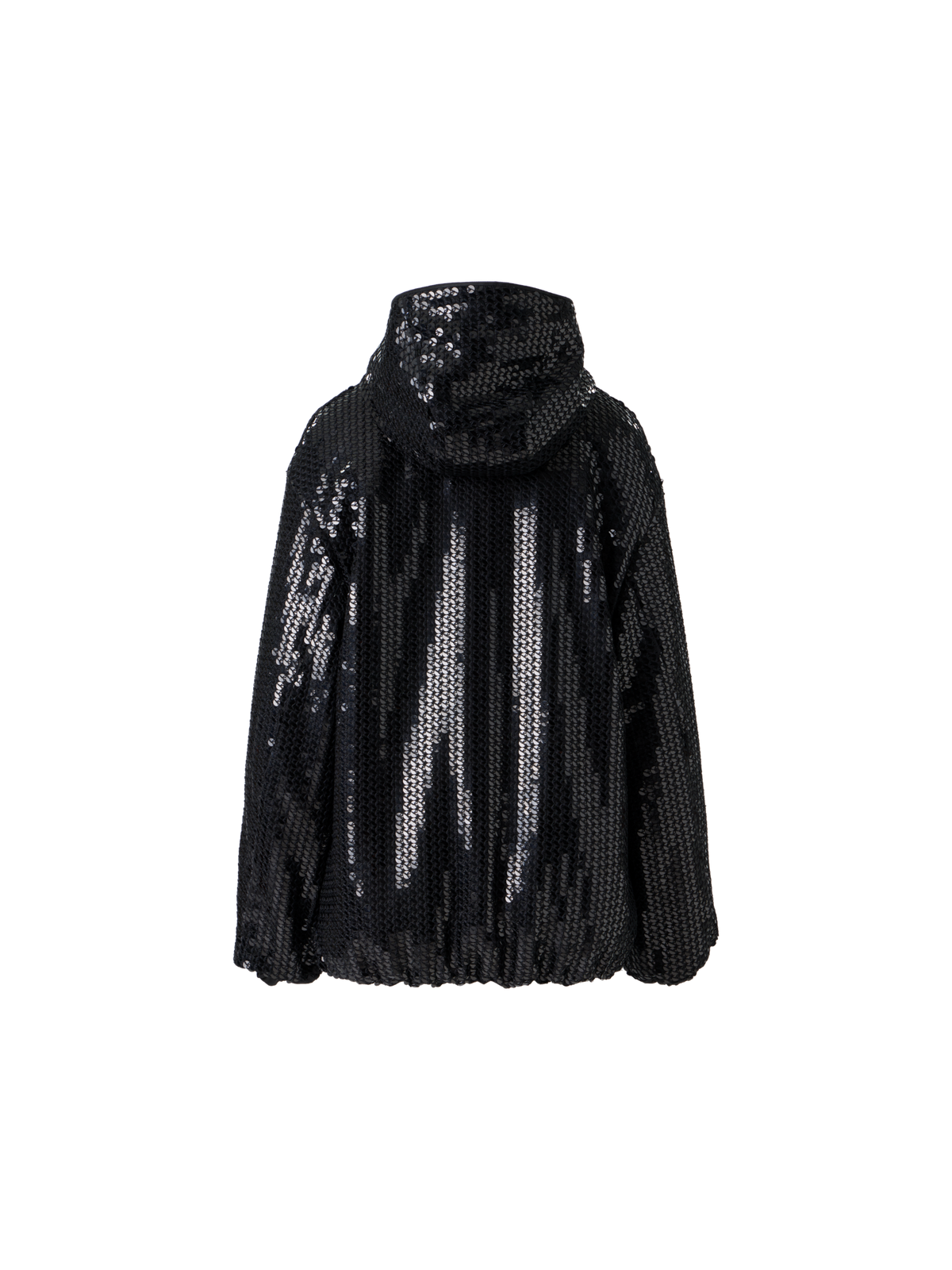 Designer Sequin Chiffon Hooded Parka - black - neutral