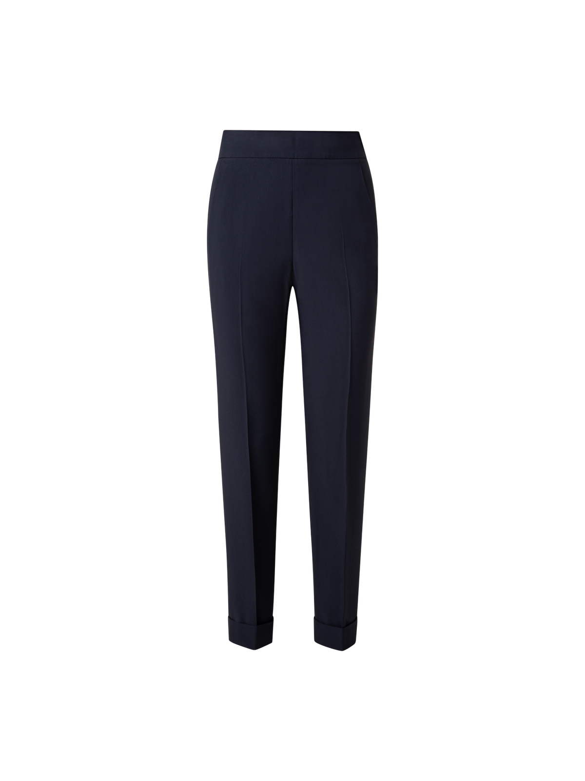 Designer Tapered Crêpe Pants - navy - blue