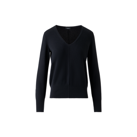 100% Kaschmir-Pullover mit V-Ausschnitt