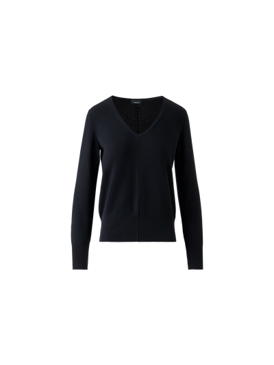 Designer 100% Cashmere V-Neck Knit Sweater - black - neutral - navy - blue - beige