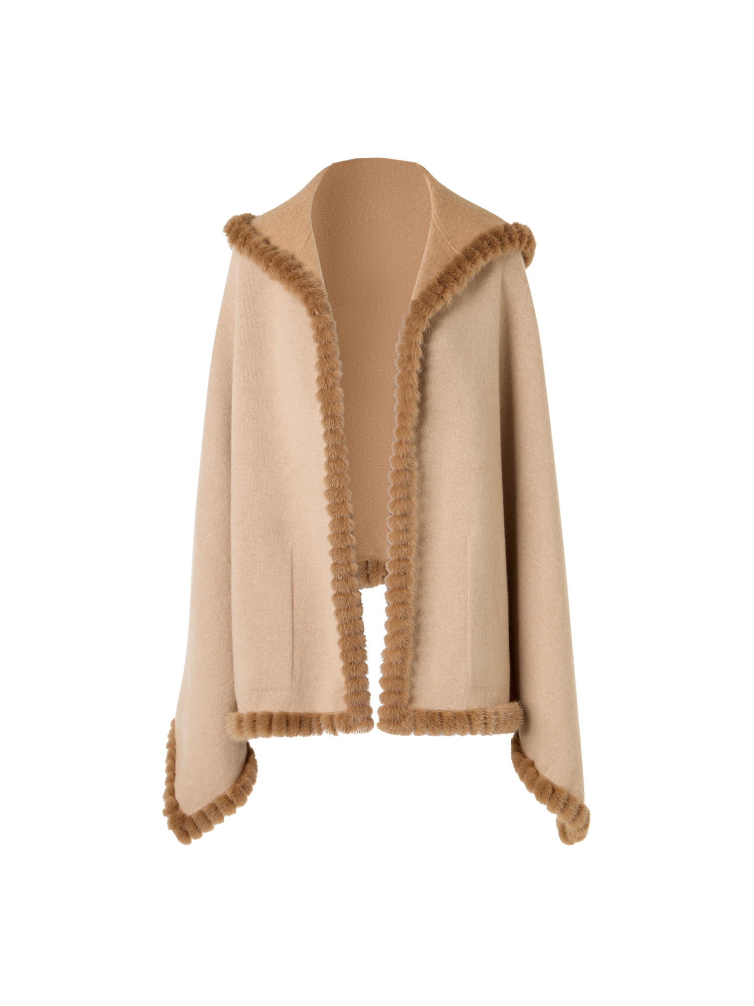 Designer Cashmere Double-Face Knit CardiganCape - beige