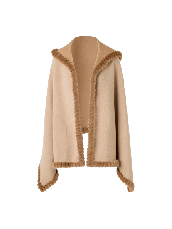 Designer Cashmere Double-Face Knit CardiganCape - beige