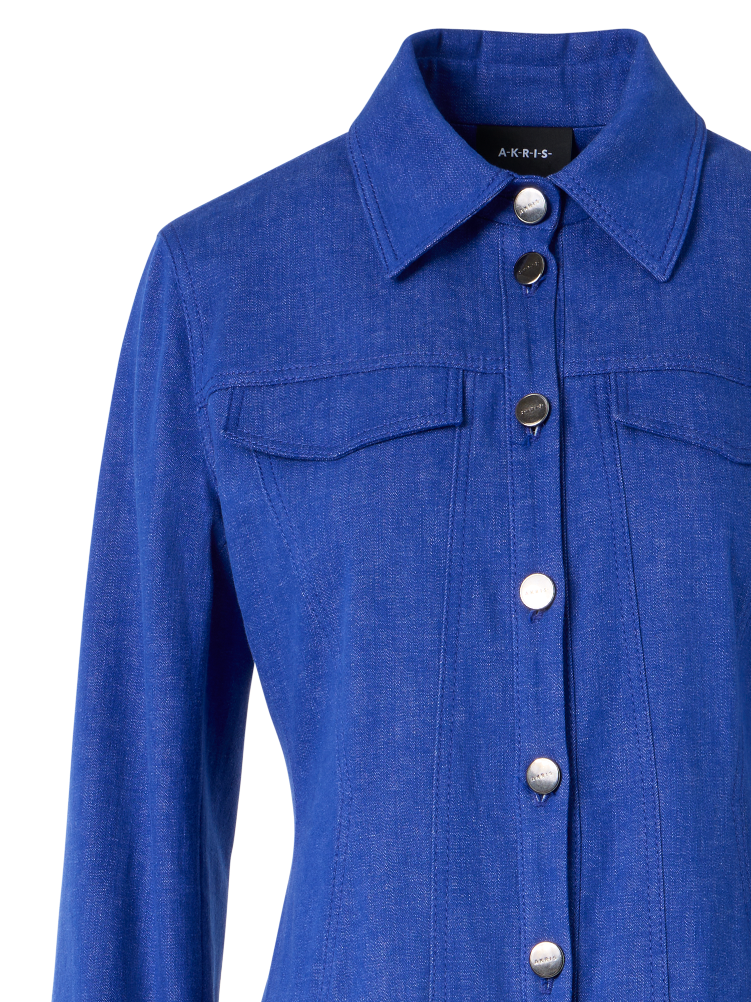 Designer Hellan Fitted Jumpsuit in Cotton Denim - blue