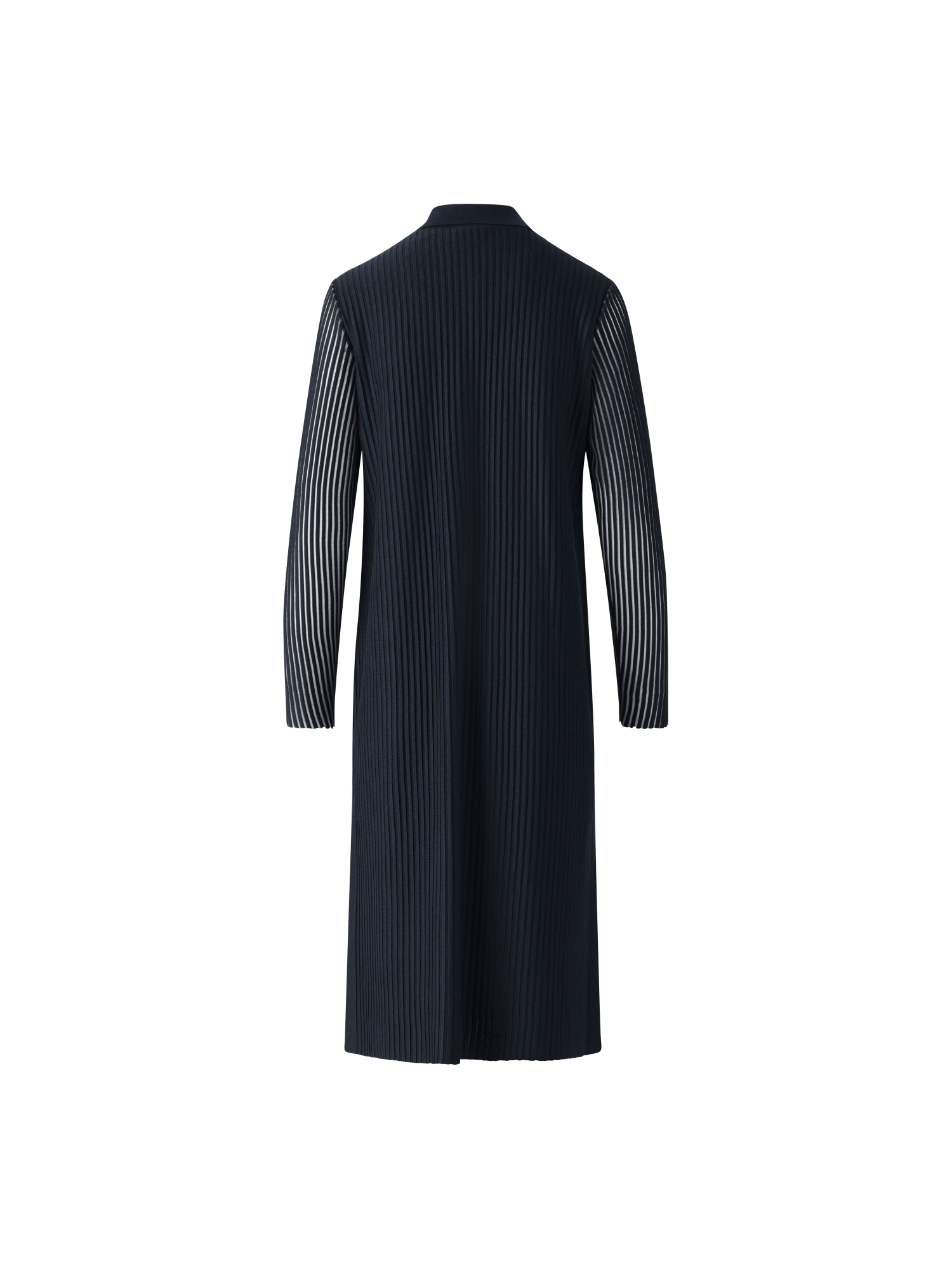 Designer Long Knit Coat in Semi-Sheer Silk Cotton - black - neutral