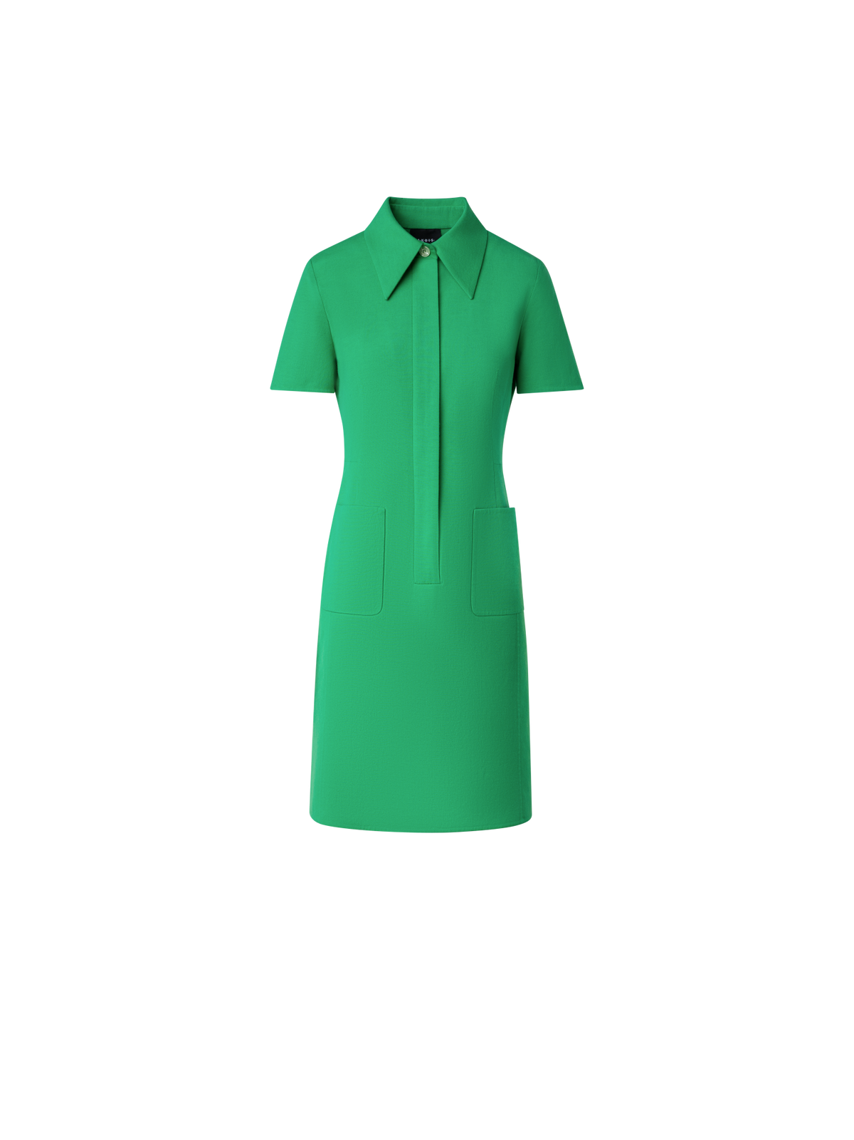 Designer Polo Dress in Cotton Silk Double-Face - green