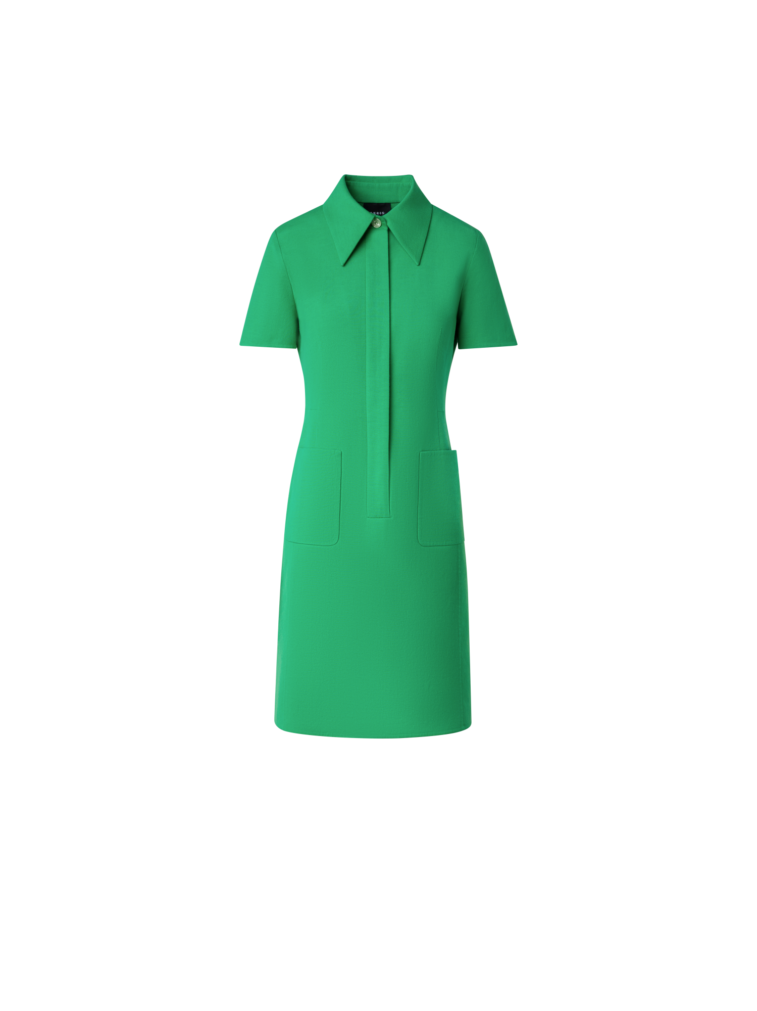 Designer Polo Dress in Cotton Silk Double-Face - green