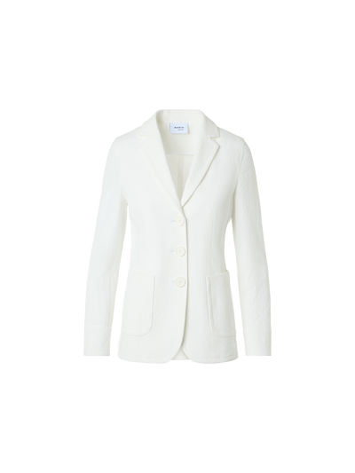 Designer Relaxed Cotton Stretch Seersucker Jacket - white