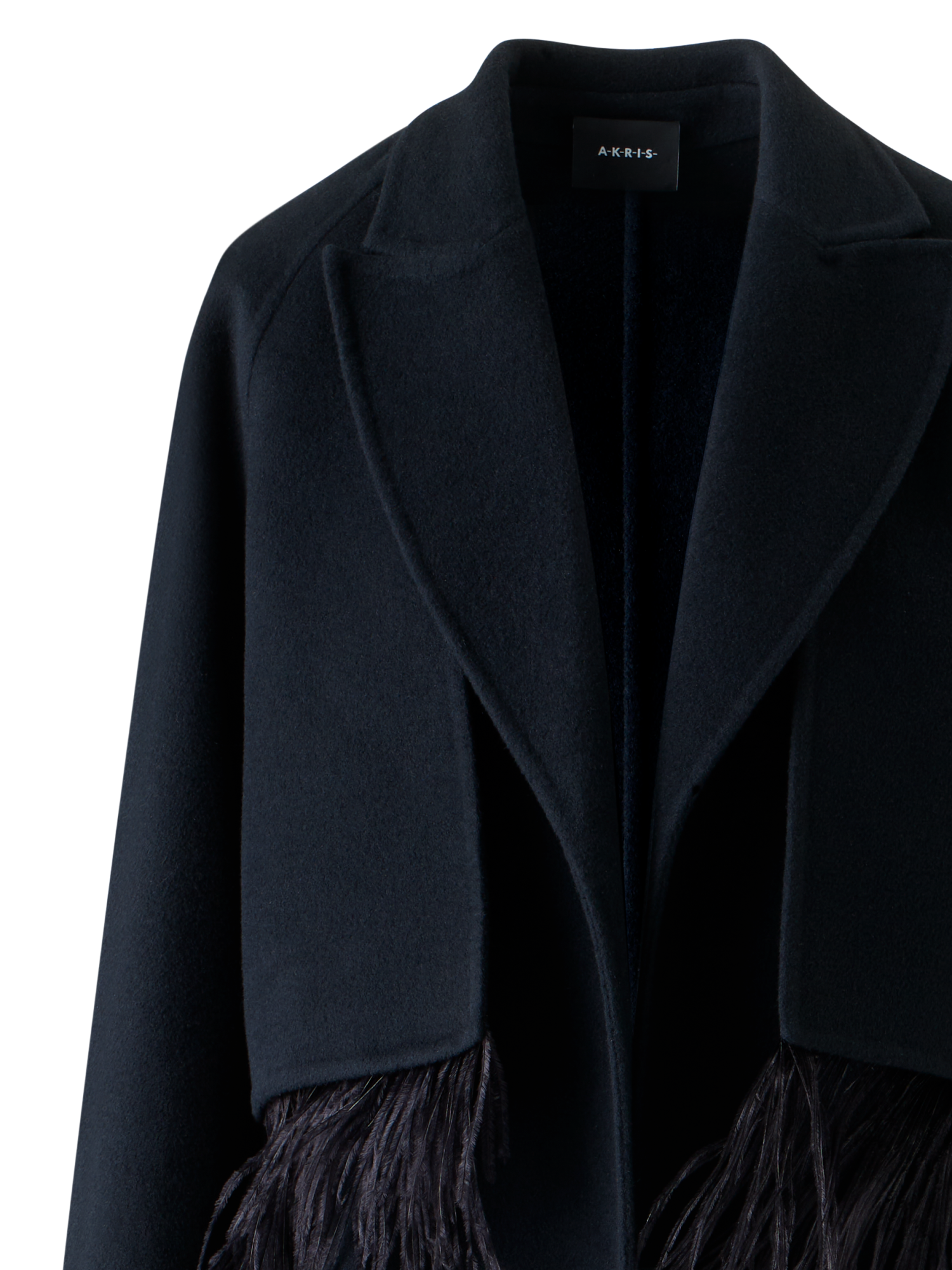 Designer Duo Coat - Vest and Bolero with Feather Detail - black - neutral