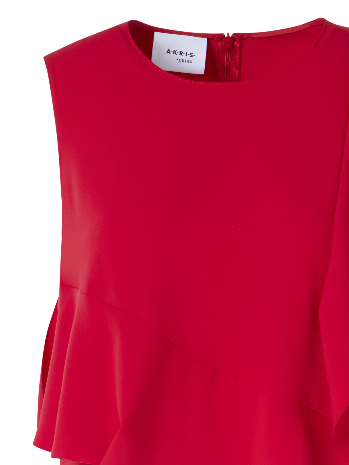 Designer Sleeveless Lasercut-Crêpe Tunic Dress - red