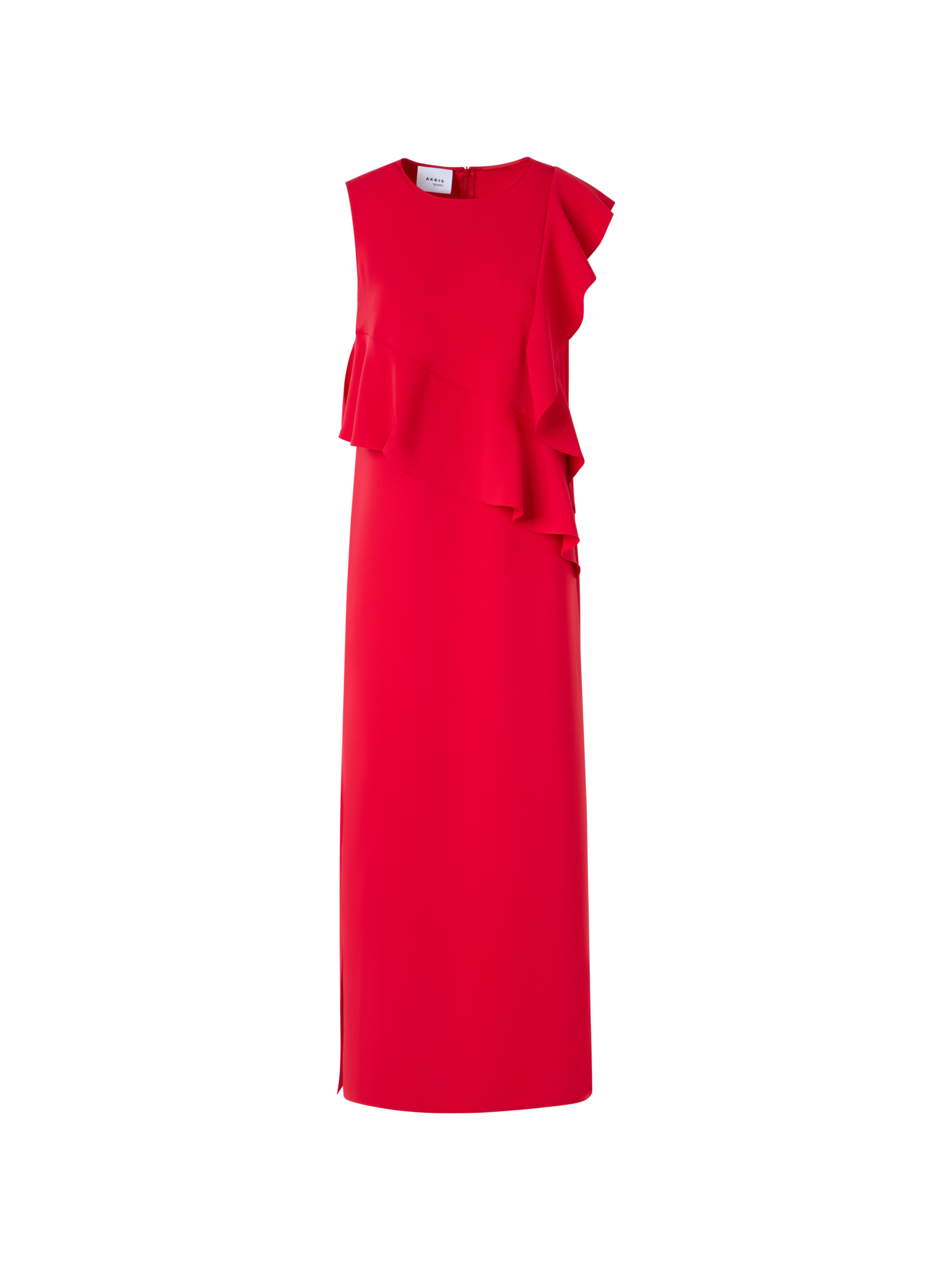 Designer Sleeveless Lasercut-Crêpe Tunic Dress - red