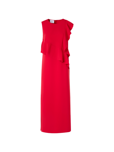 Designer Sleeveless Lasercut-Crêpe Tunic Dress - red