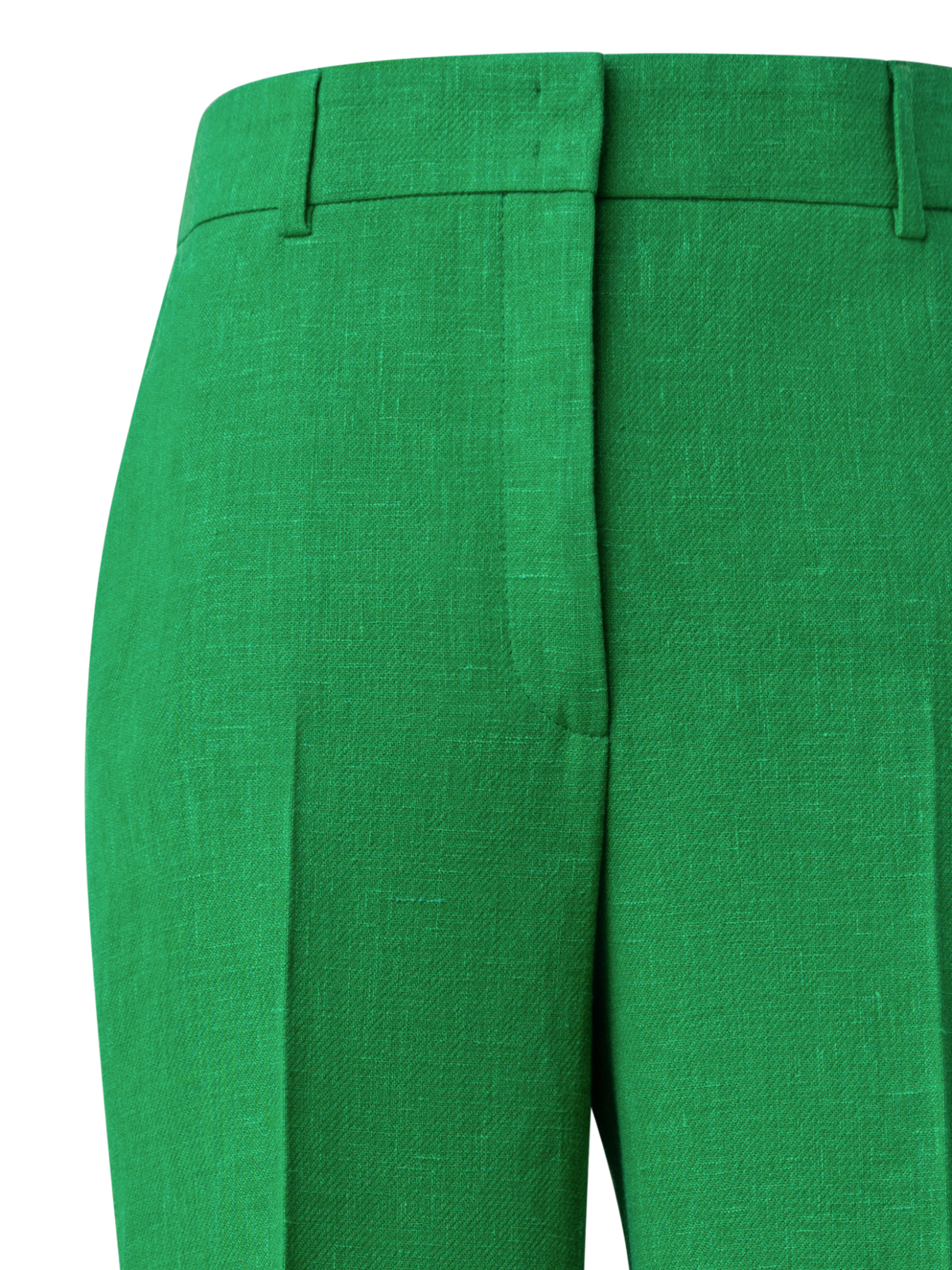 Designer Wide Straight Linen Wool Double-Face Pants - green