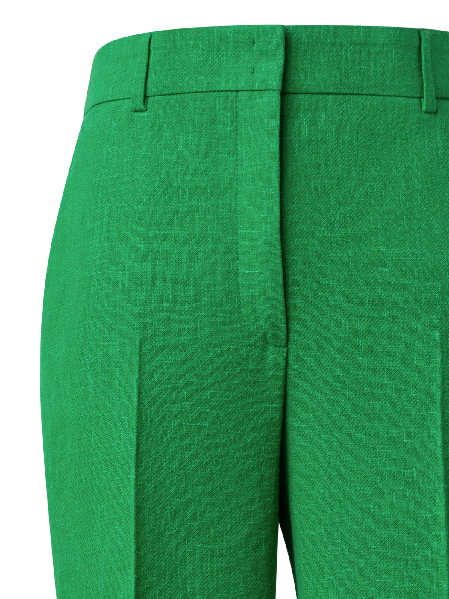 Designer Wide Straight Linen Wool Double-Face Pants - green