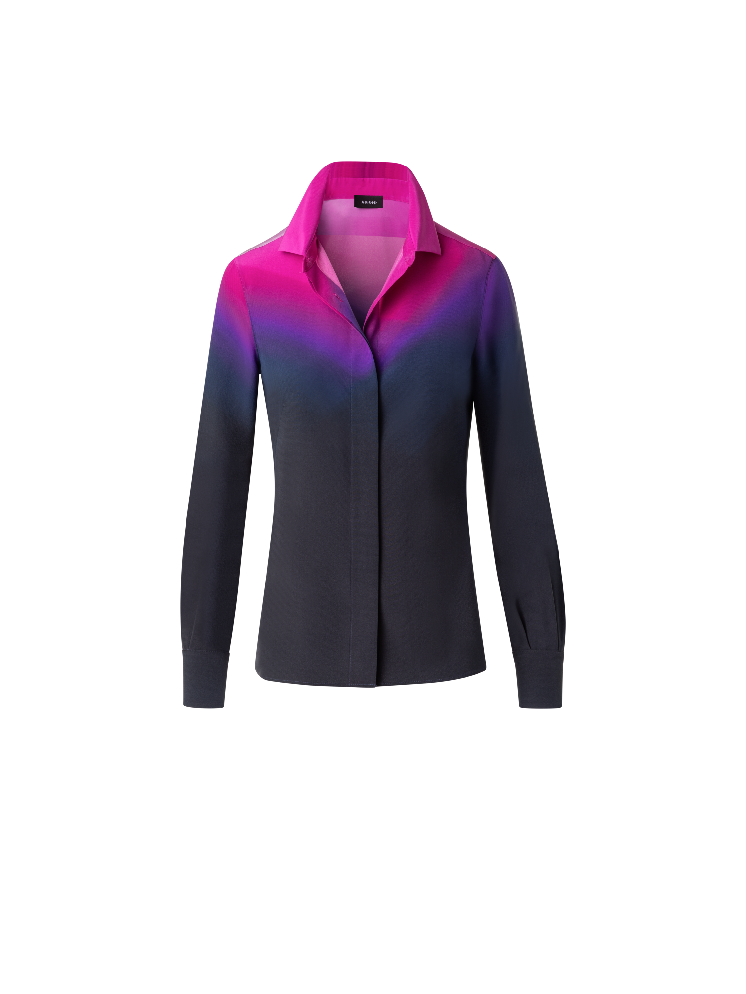 Designer Silk Crêpe Blouse with Alta Magenta Print - purple - multicolor - pink