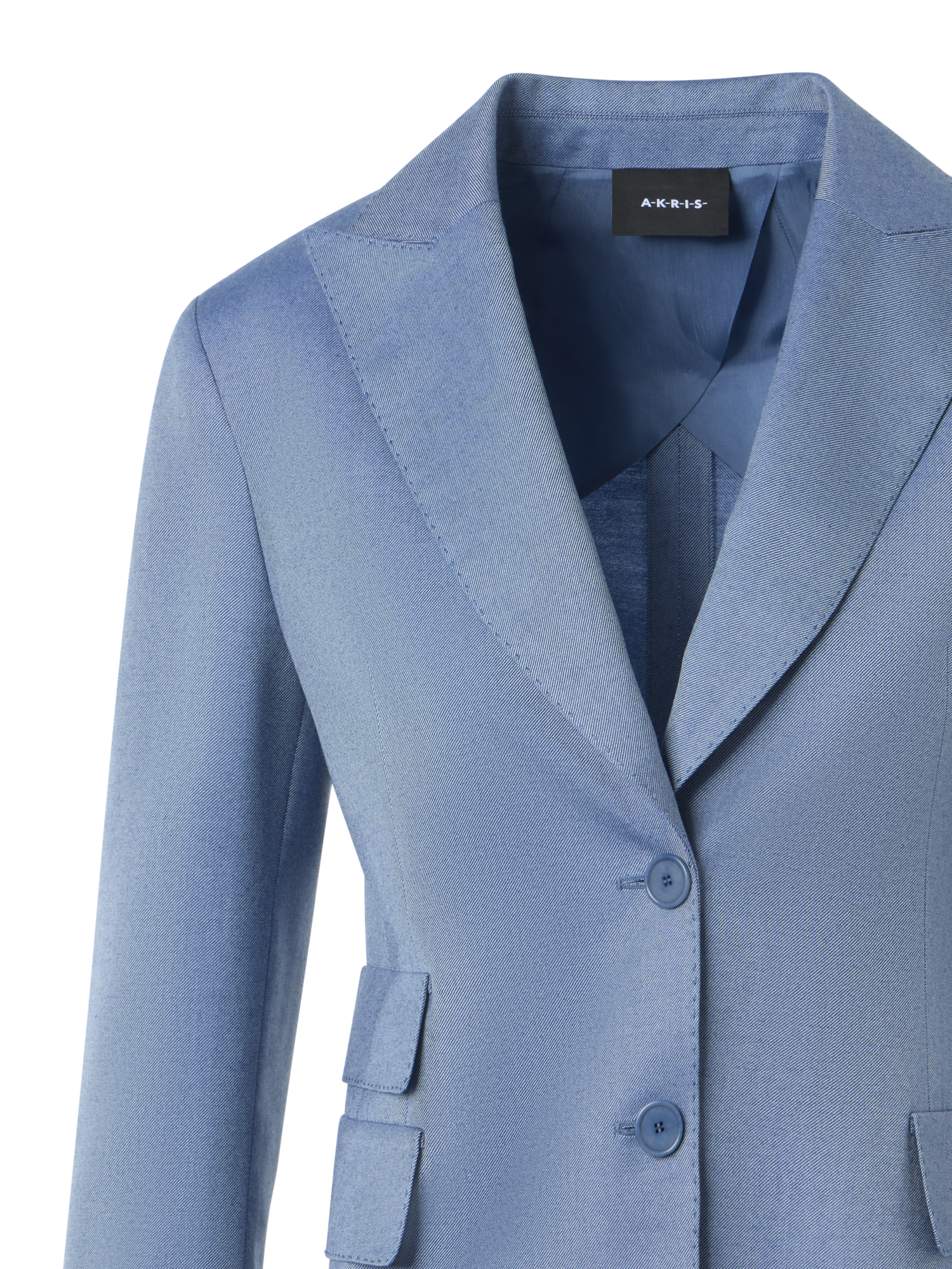 Designer Cashmere Silk Gabardine Tailored Jacket - blue