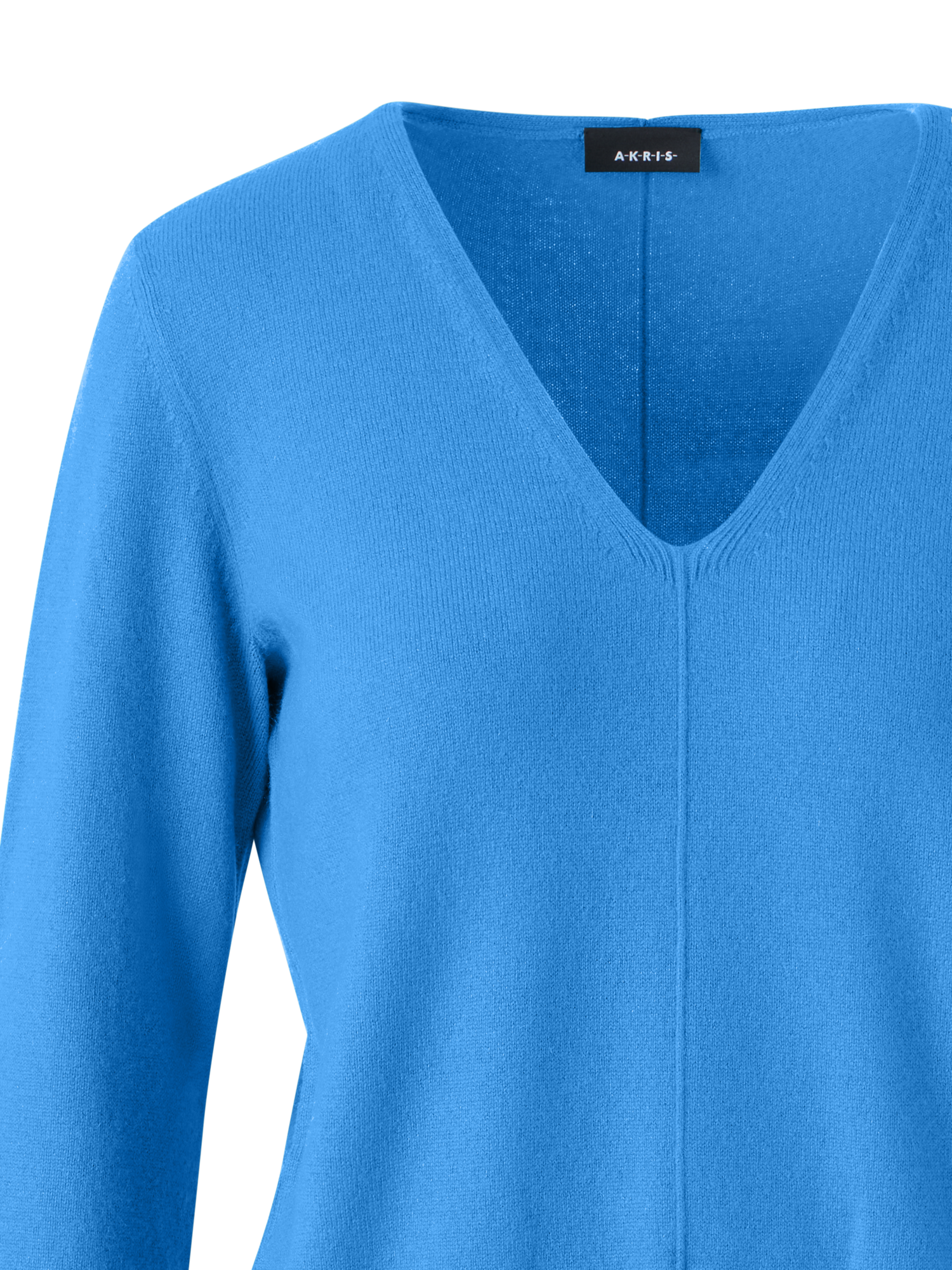 Designer Pure Cashmere V-Neck Sweater - blue