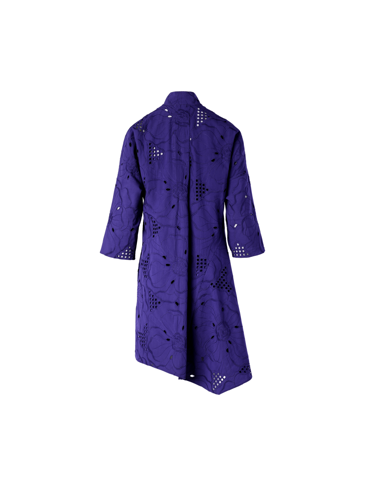 Designer Flower Eyelet Handkerchief Dress - purple