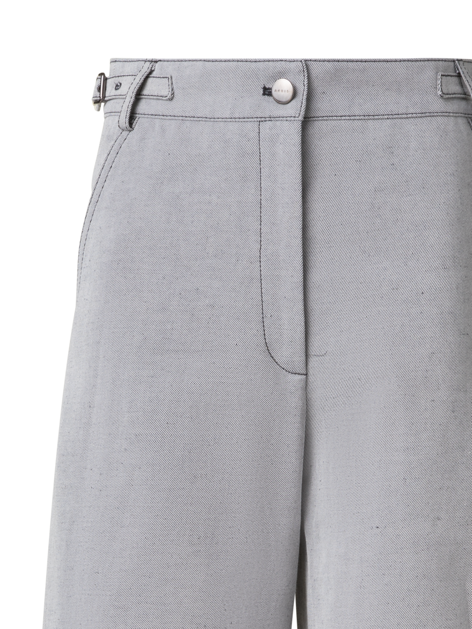 Designer Wide Cotton Denim Stretch Pants - black - pastel - grey