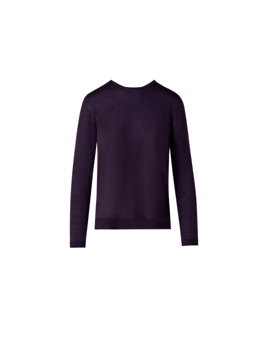 Designer Crew Neck Cashmere Silk Sweater - purple