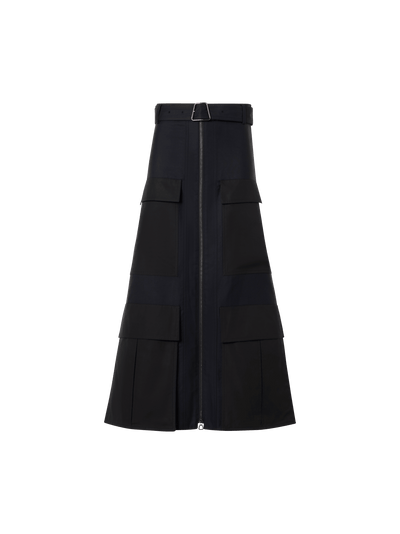 Designer Cotton Double-Face Midi Skirt - black