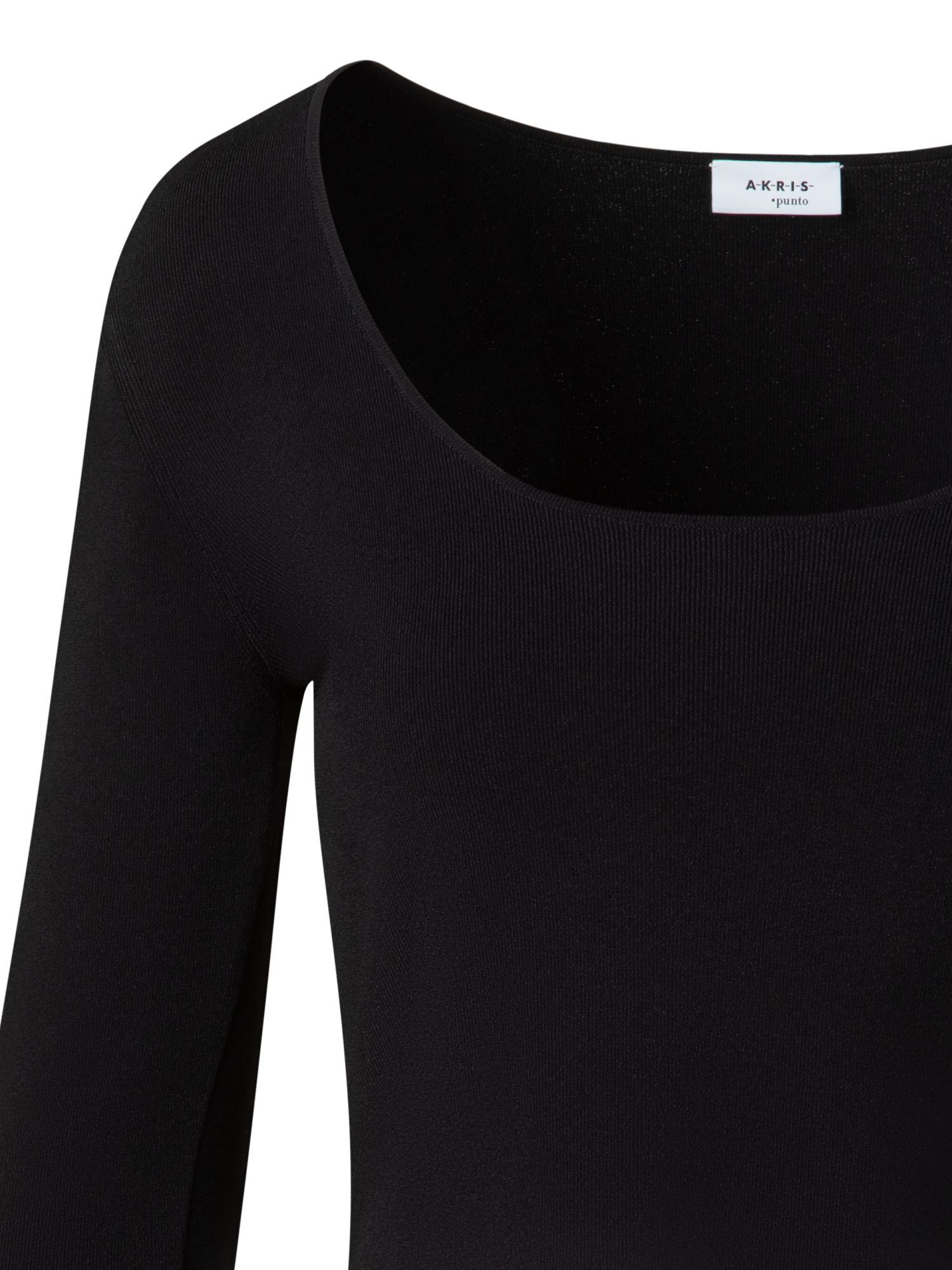 Designer Cropped Long Sleeves Knit Top in Viscose - black