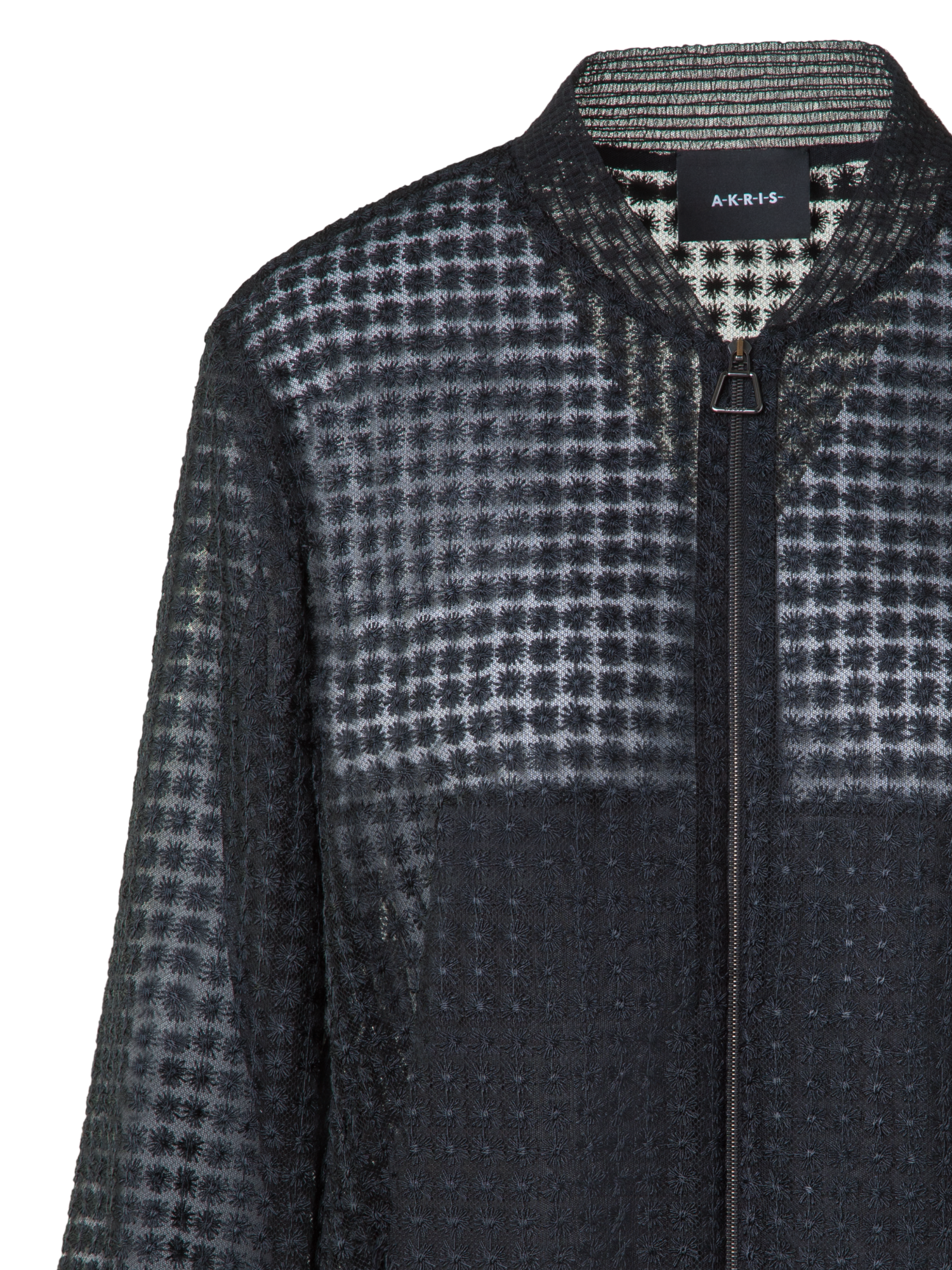 Designer Bomber Jacket in Flower Embroidery - black - neutral