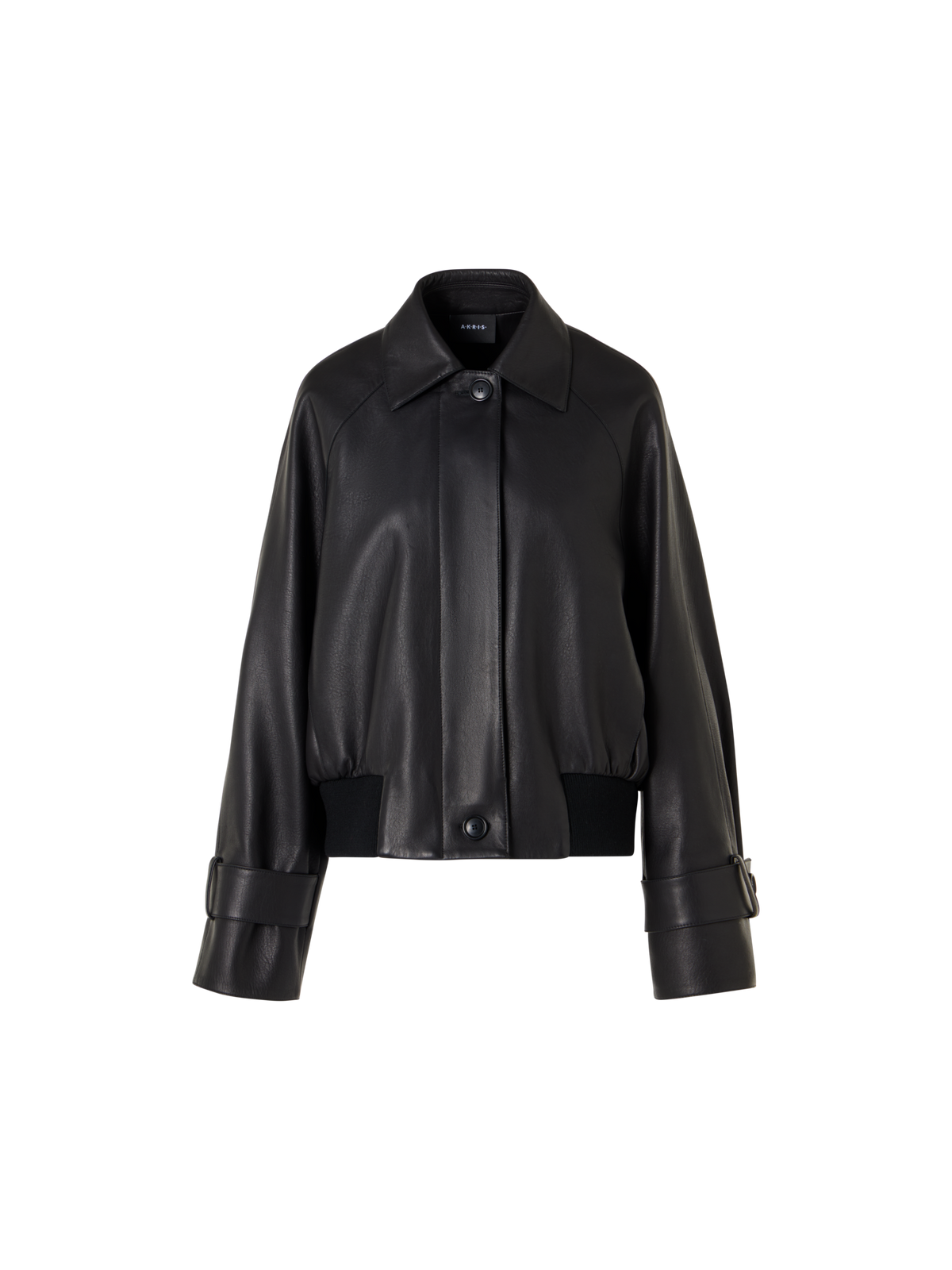 Designer Oversize Nappa Leather Blouson with Knitted Hem - black