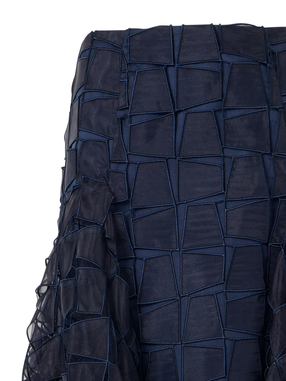 Designer Trapezoid Organza Handkerchief Skirt - navy