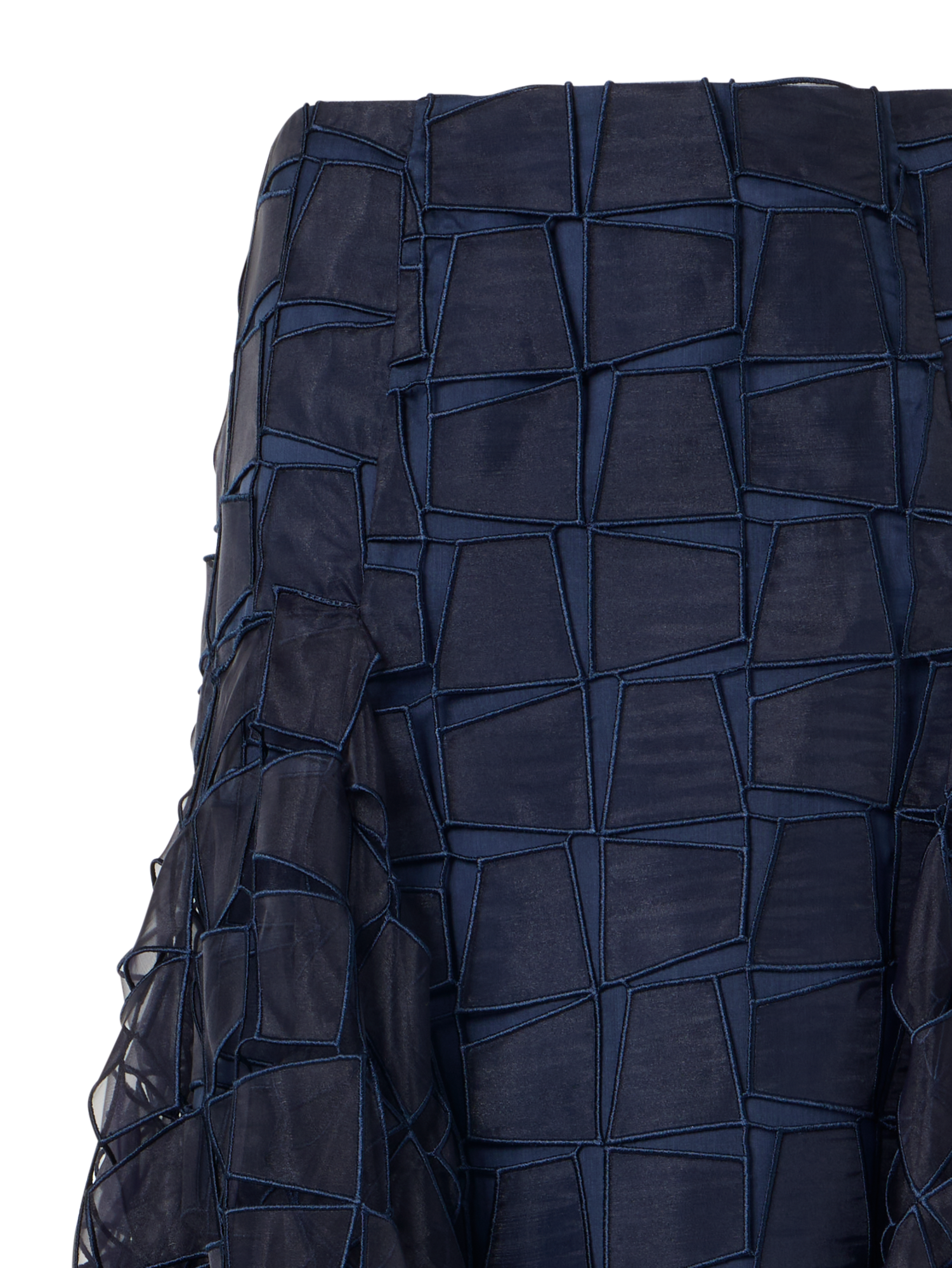 Designer Trapezoid Organza Handkerchief Skirt - navy