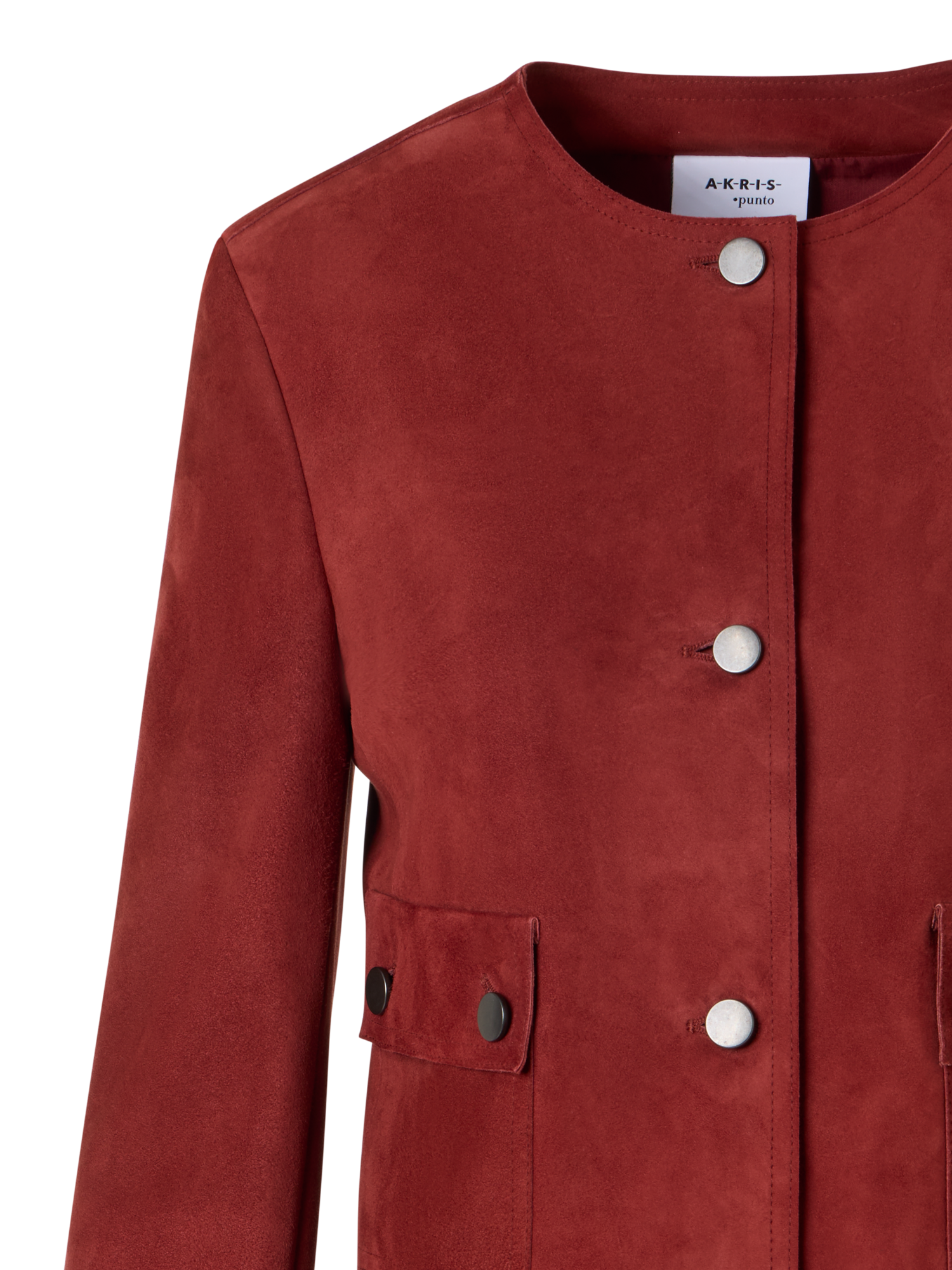 Designer Long-Sleeve Suede Leather Jacket - red