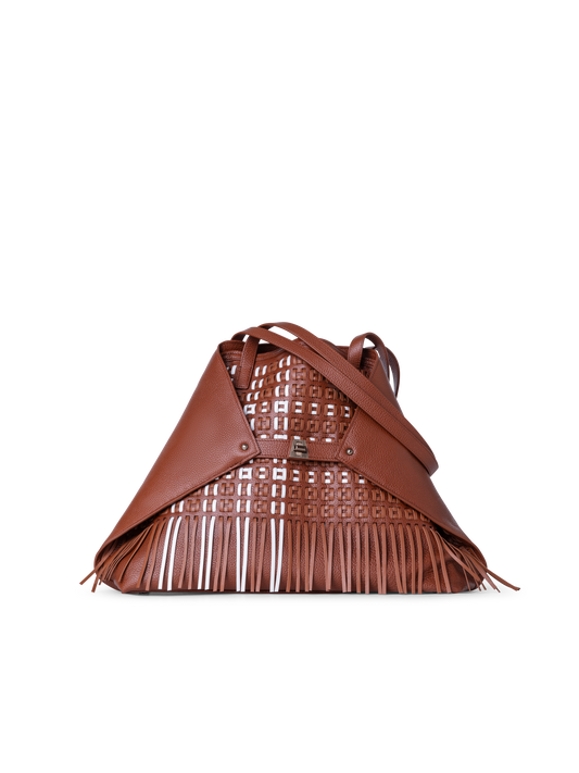 Designer Ai Medium Shoulder Tote - brown - multicolor