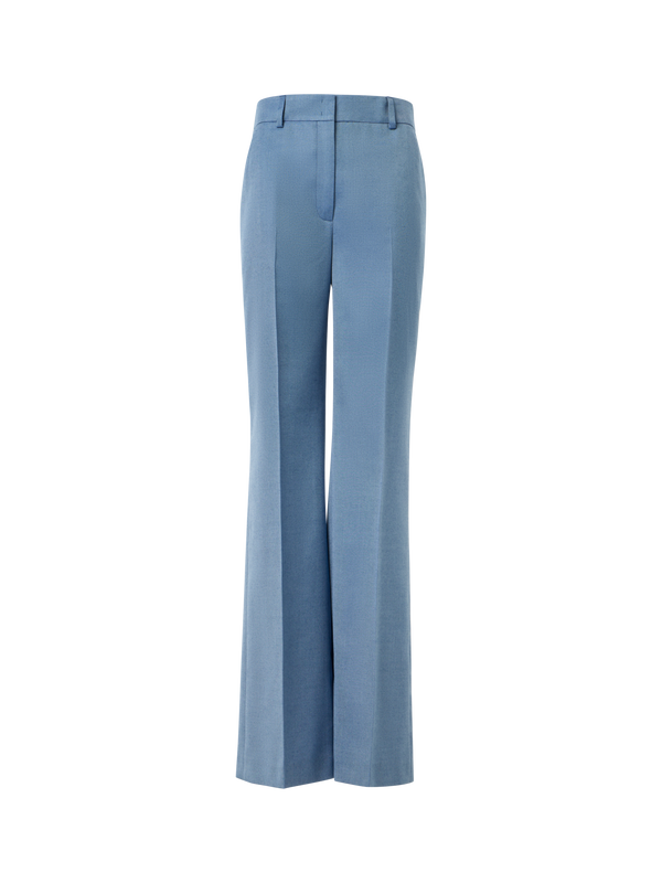 Designer Wide-Leg Cashmere Silk Gabardine Pants